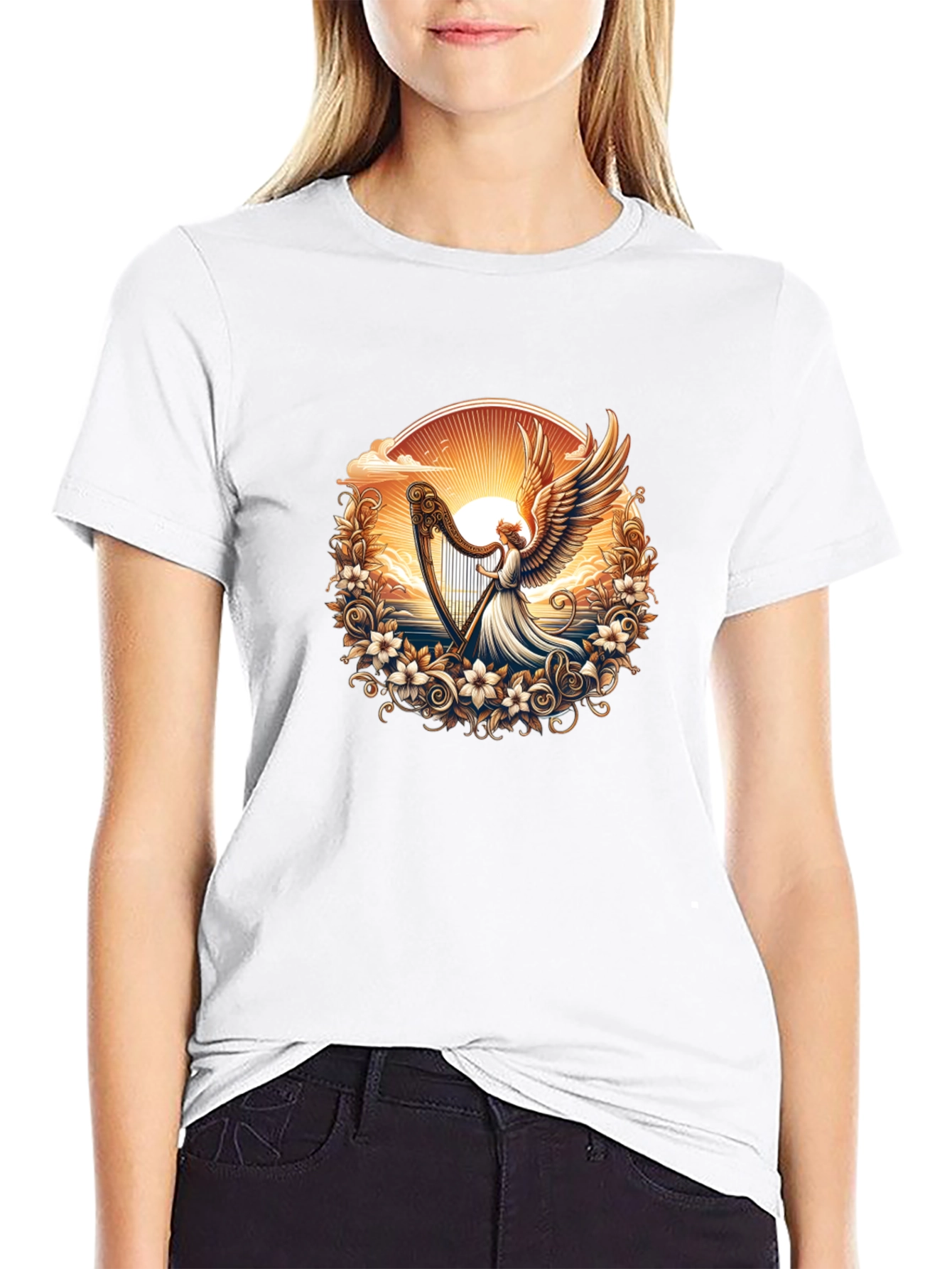 Angel Harp Graphic Tee - Black