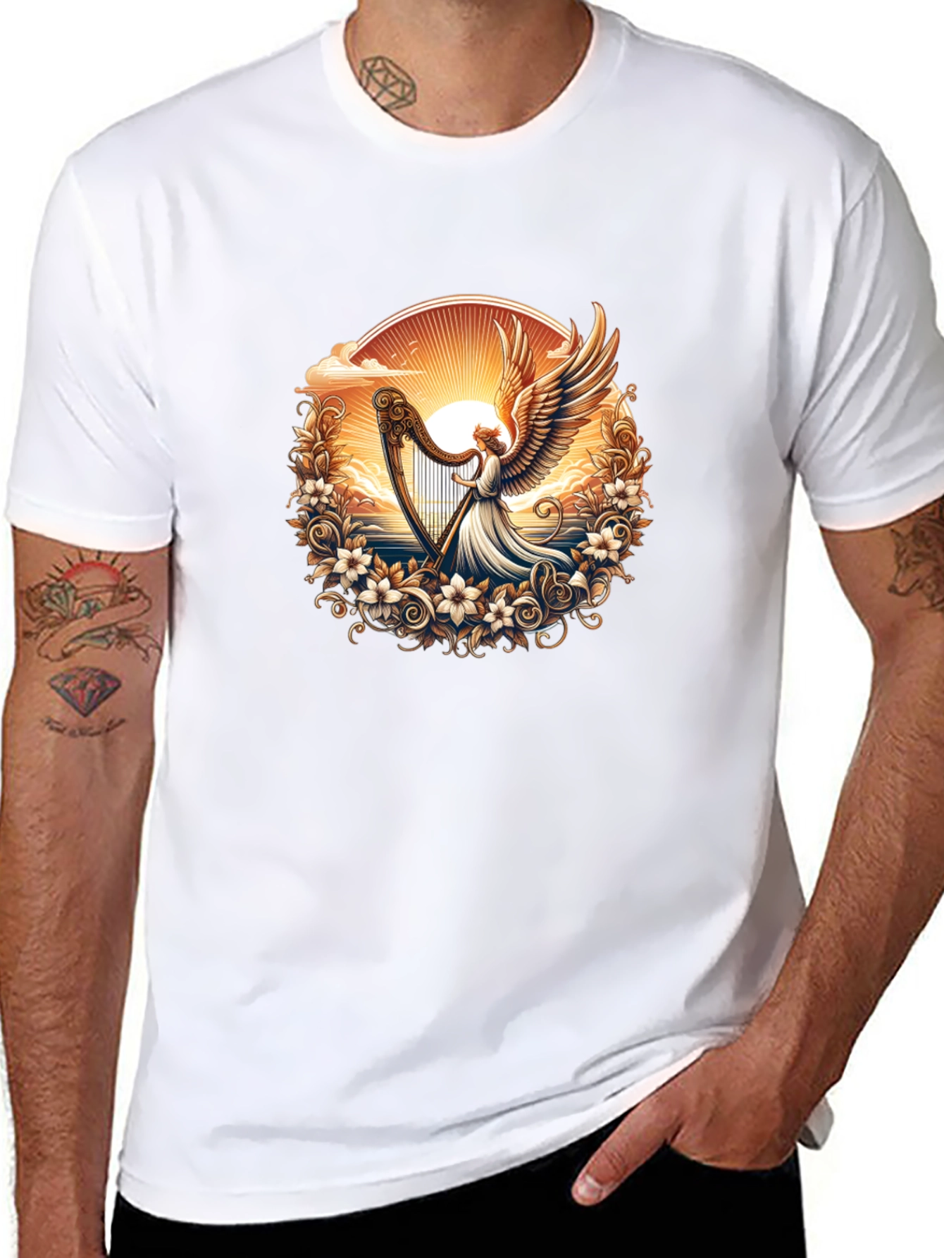 Angel Harp Graphic Tee - Black