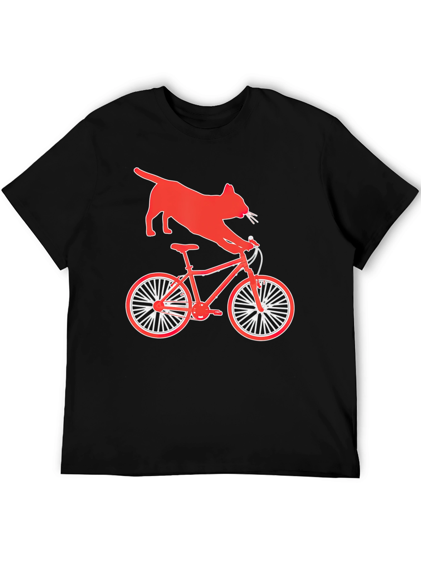 Cat Riding Bike Graphic T-Shirt