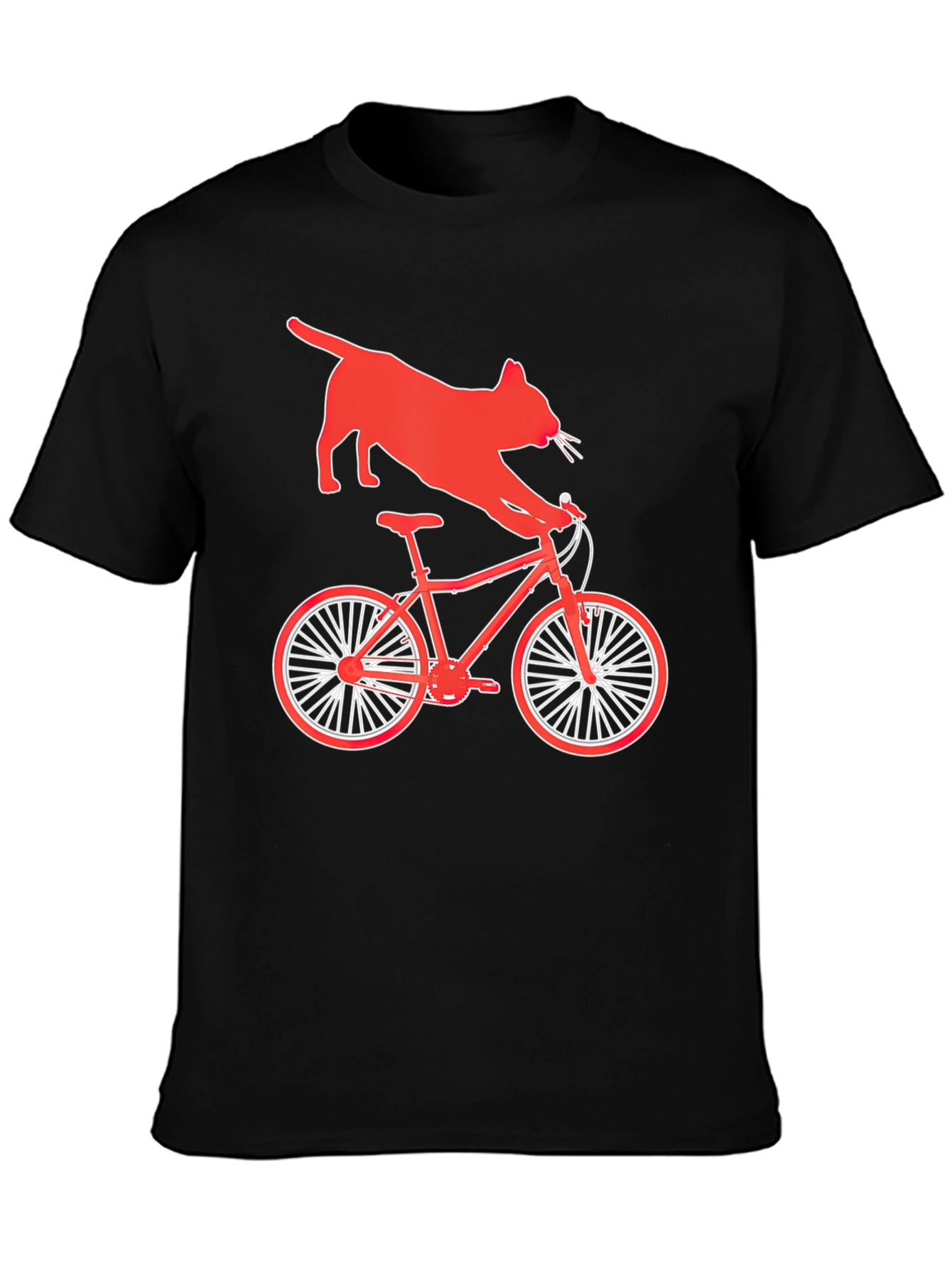 Cat Riding Bike Graphic T-Shirt