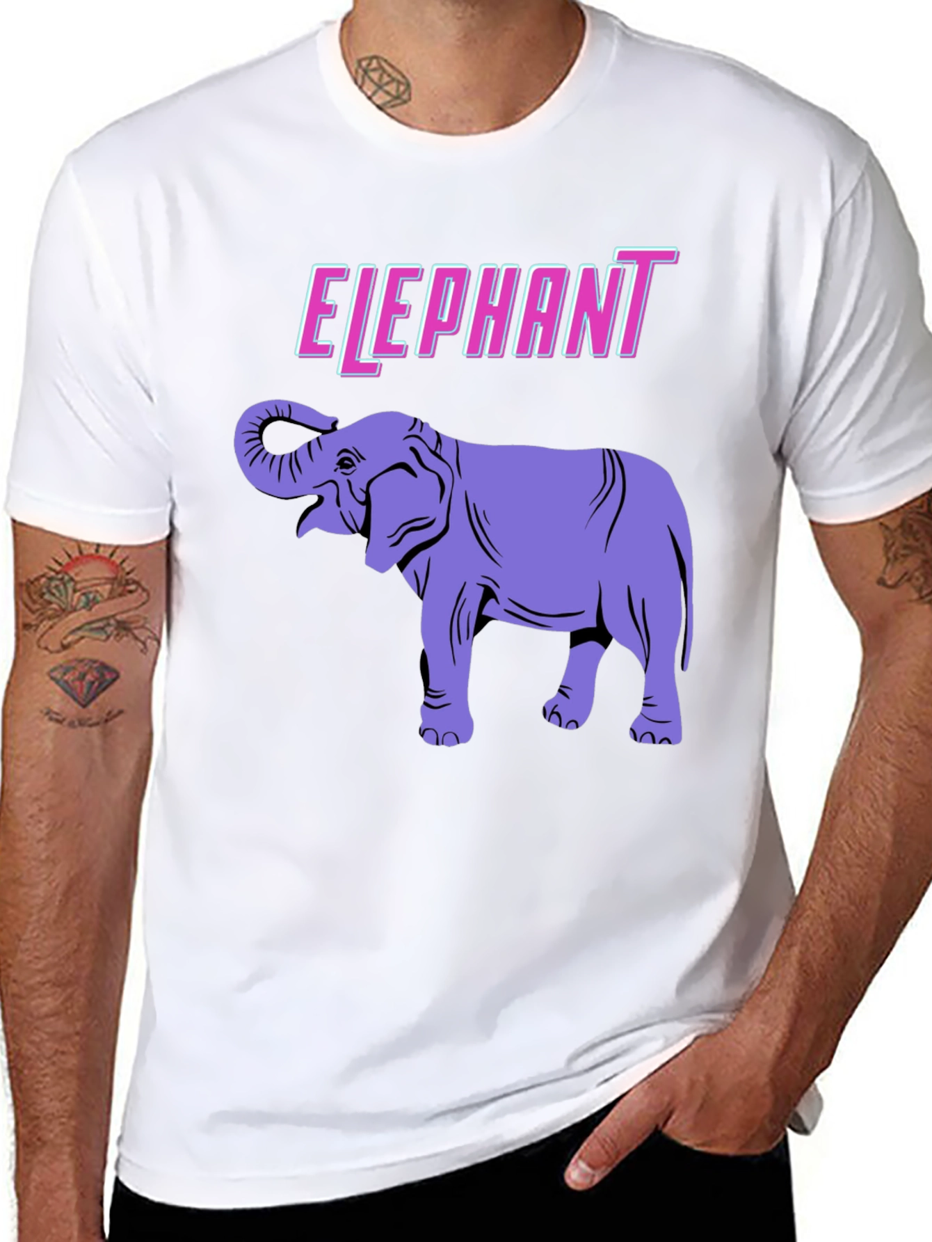 Elephant Graphic Print Black T-Shirt