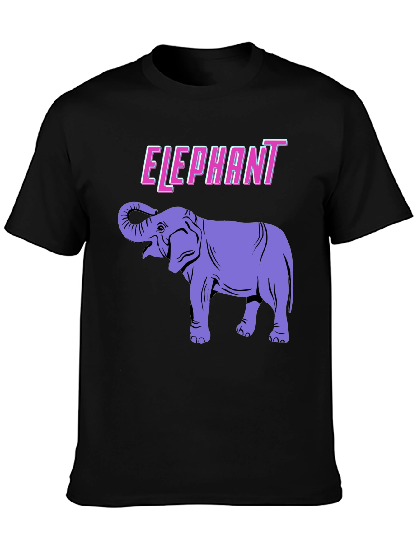 Elephant Graphic Print Black T-Shirt