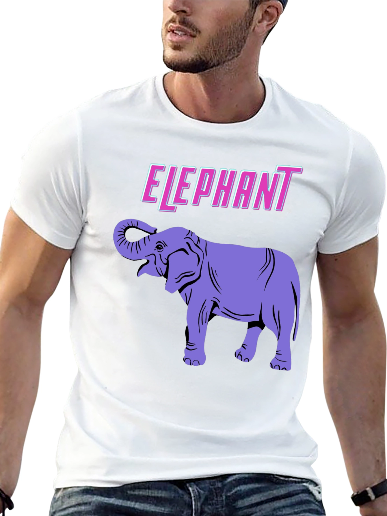 Elephant Graphic Print Black T-Shirt