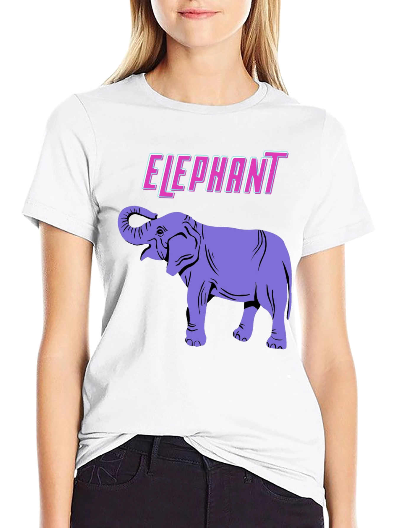 Elephant Graphic Print Black T-Shirt