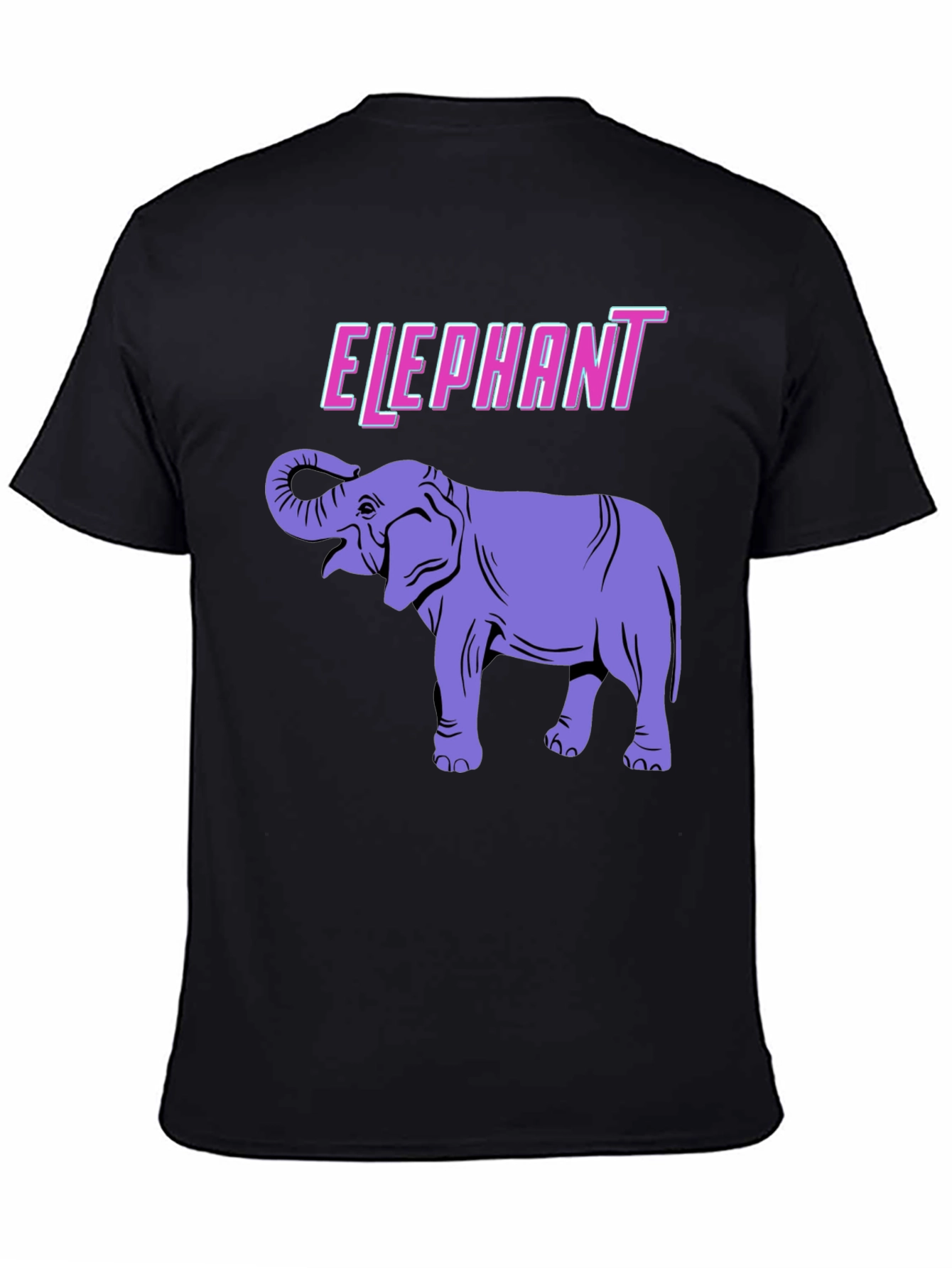 Elephant Graphic Print Black T-Shirt