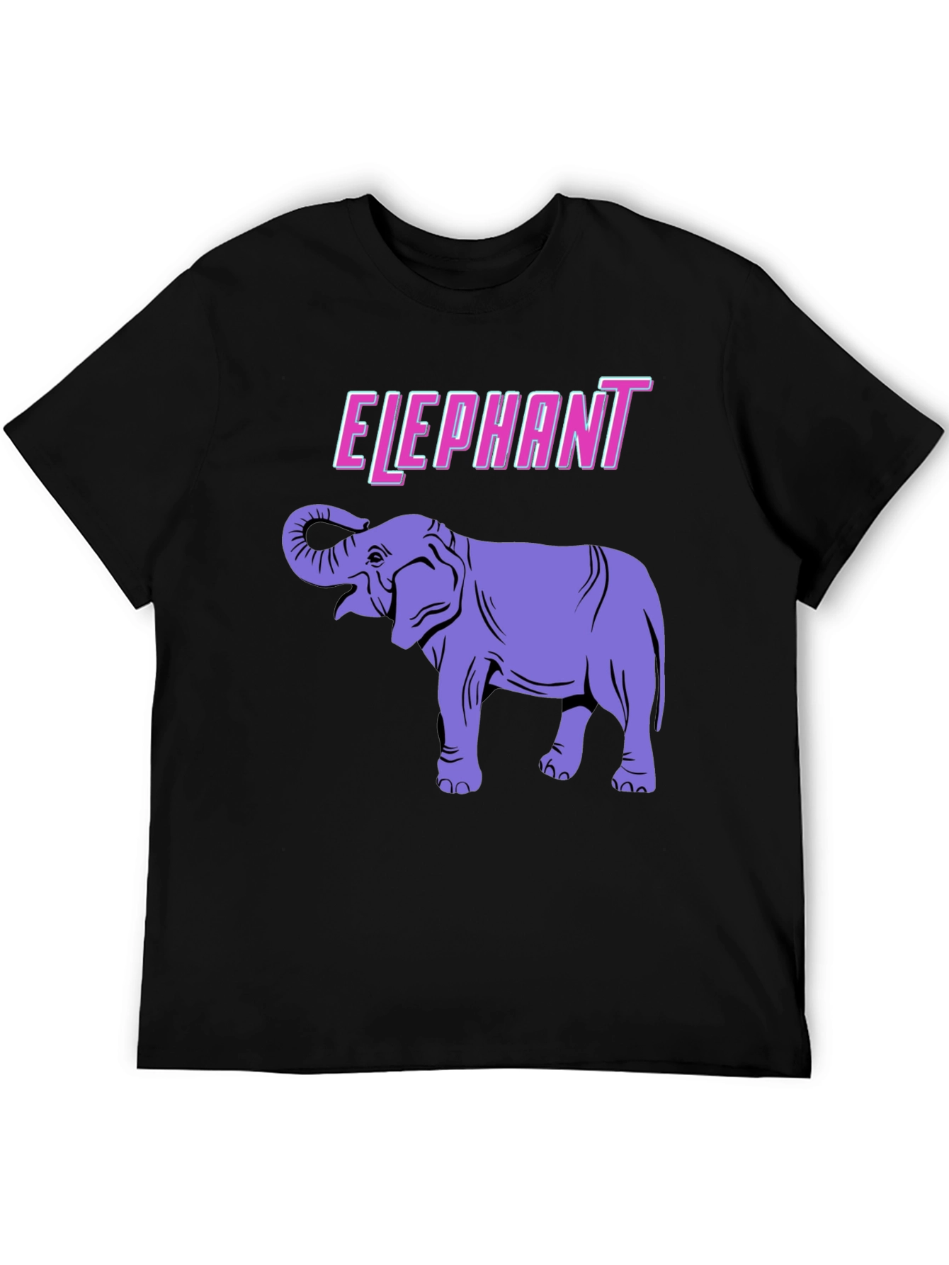 Elephant Graphic Print Black T-Shirt