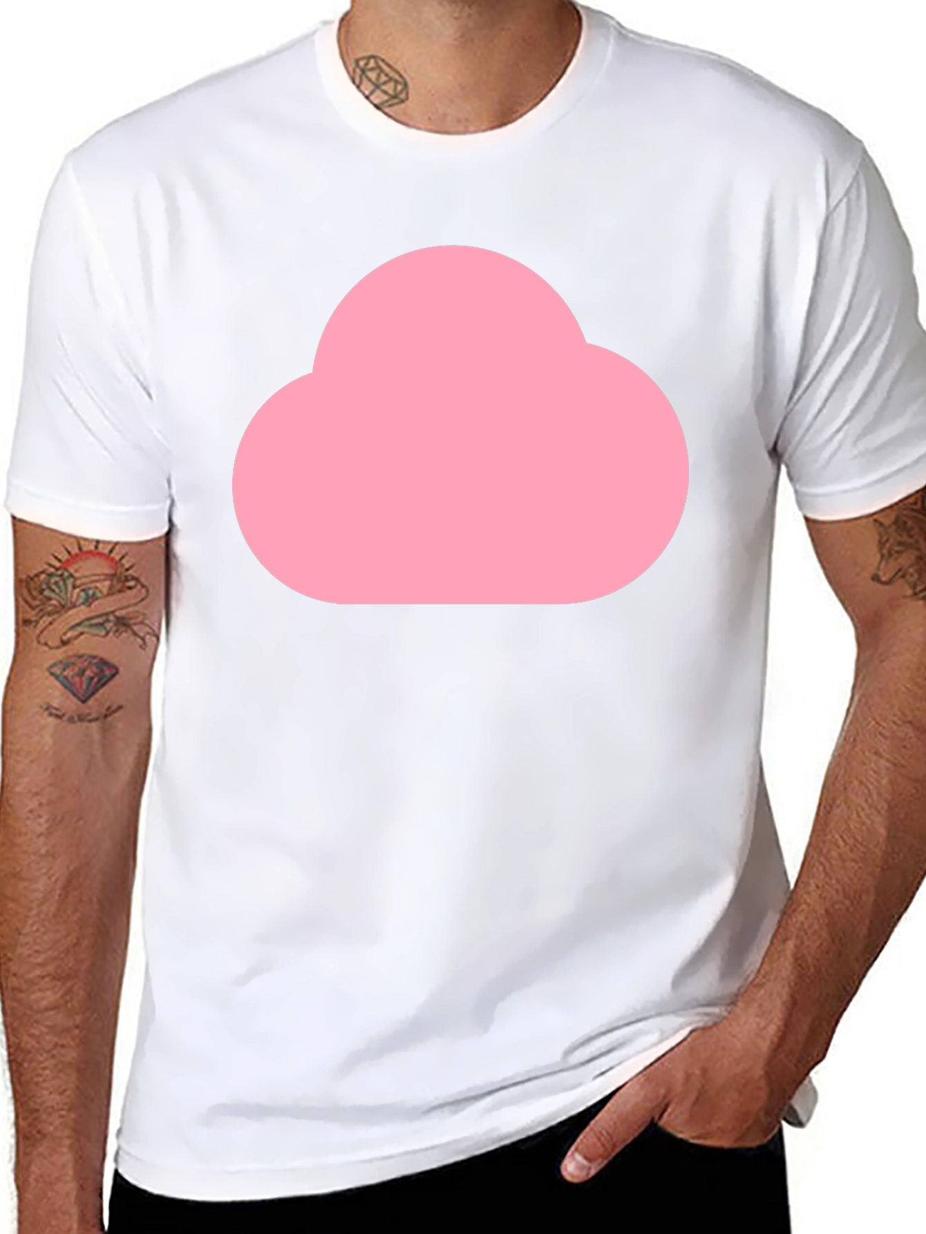 Pink Cloud Graphic Black T-Shirt