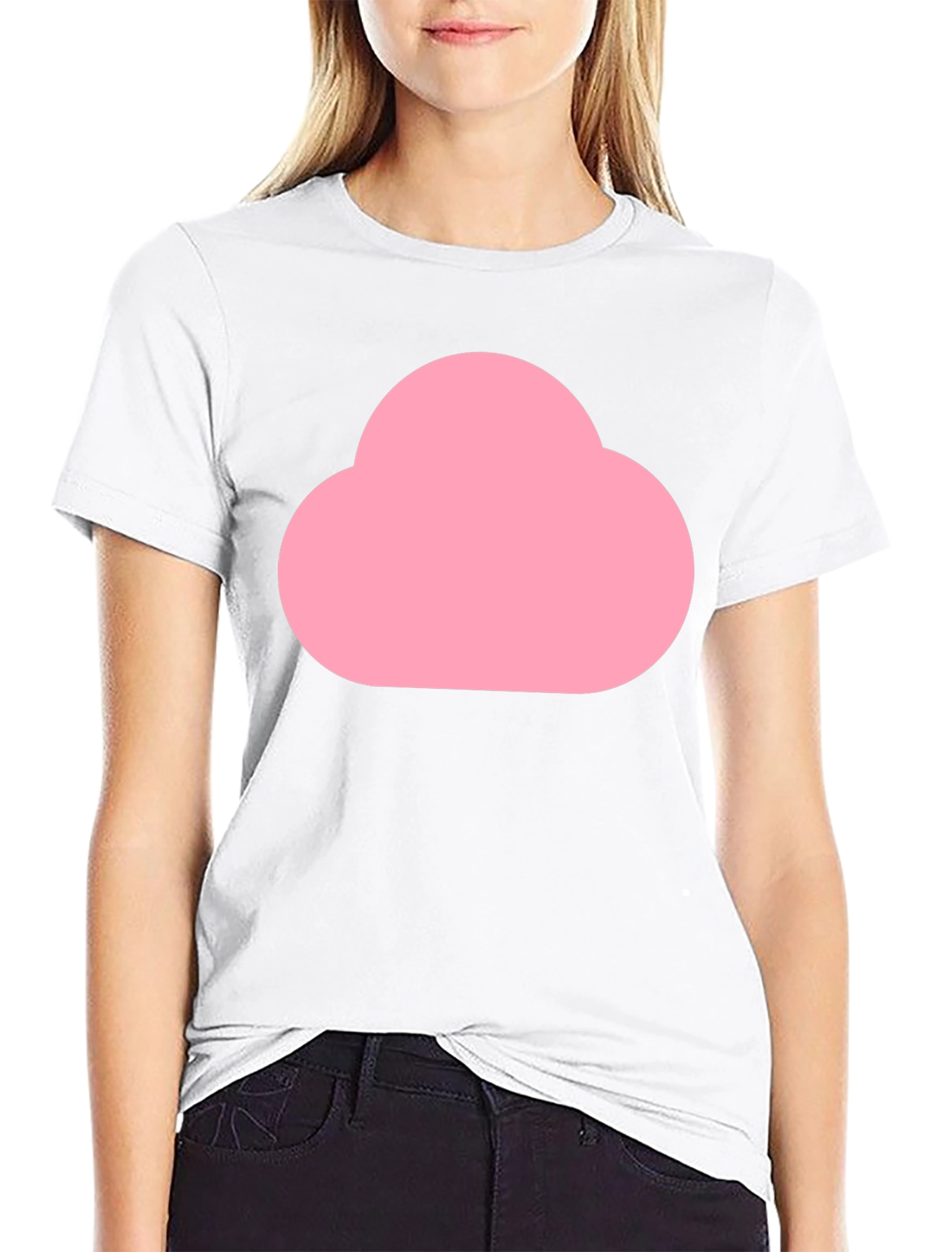 Pink Cloud Graphic Black T-Shirt