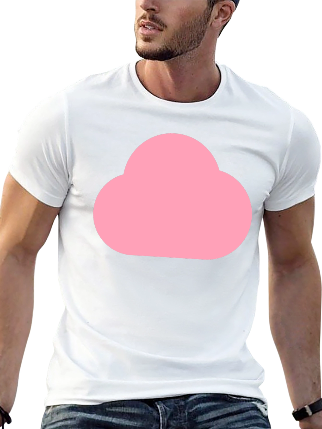 Pink Cloud Graphic Black T-Shirt