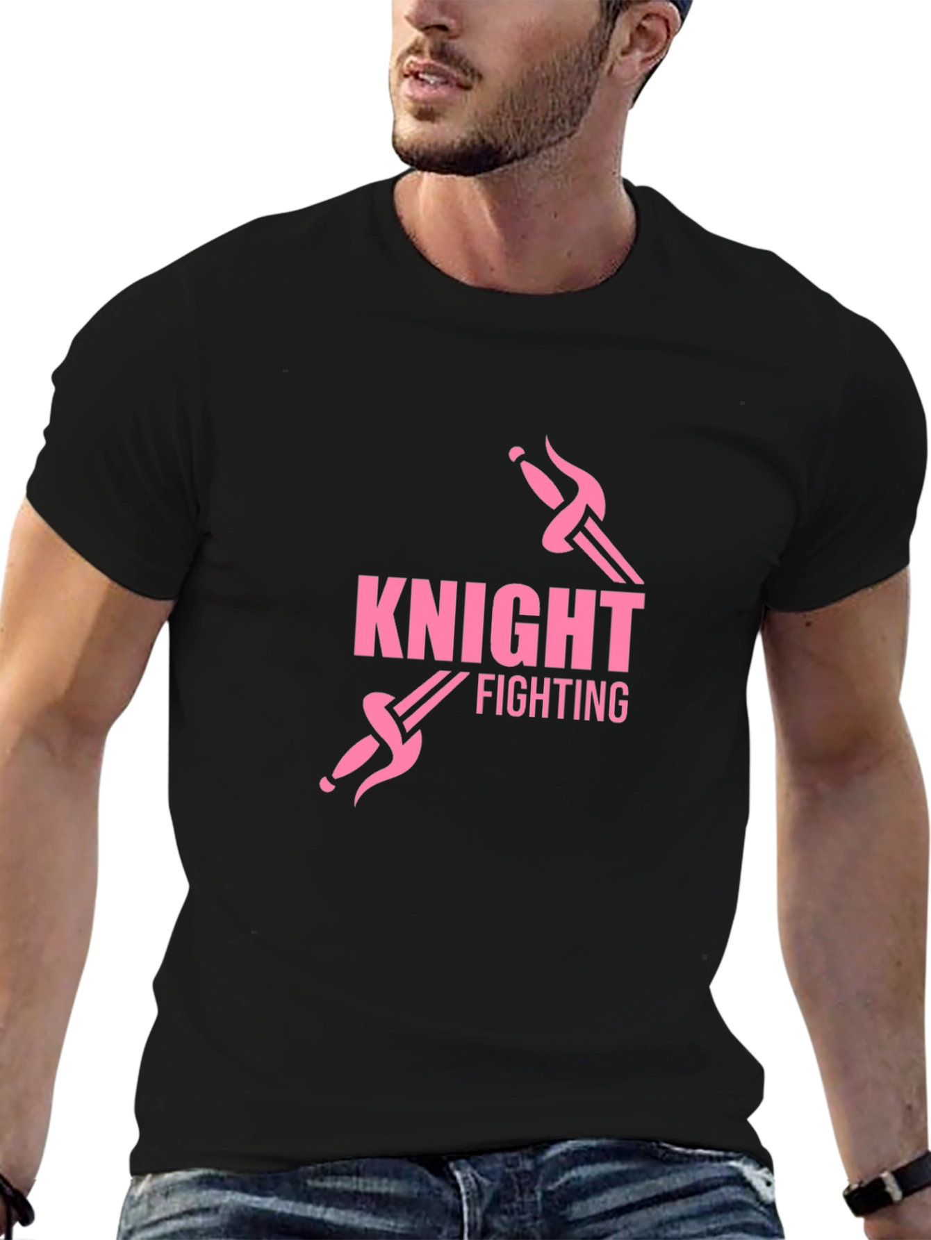 Knight Fighting Graphic Tee - Black