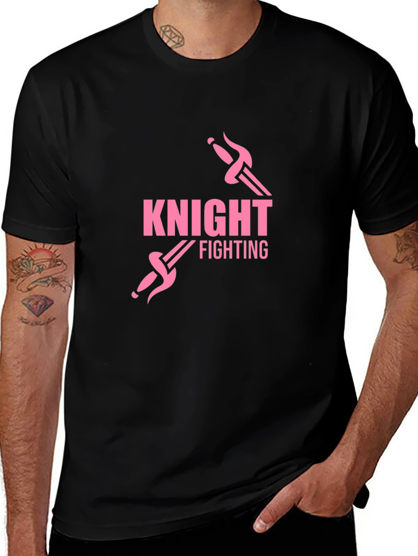 Knight Fighting Graphic Tee - Black