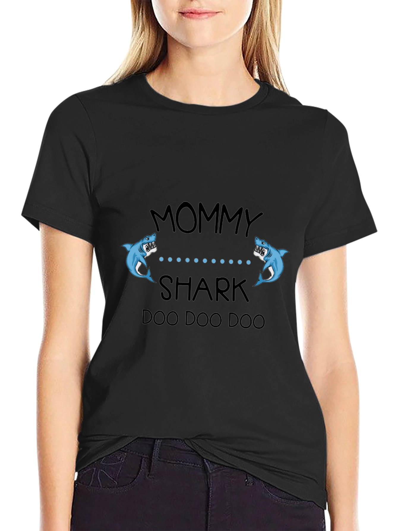 Mommy Shark Black Graphic T-Shirt