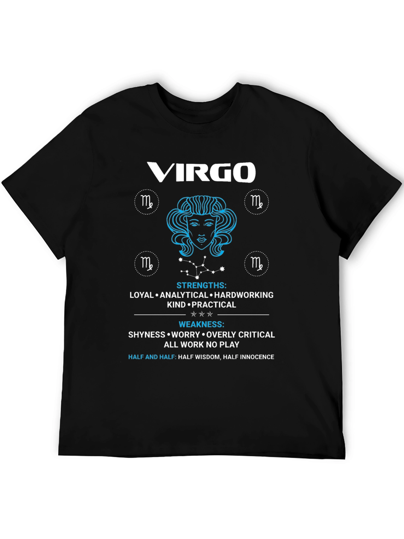 Virgo Zodiac Sign T-Shirt - Strengths & Weaknesses Design