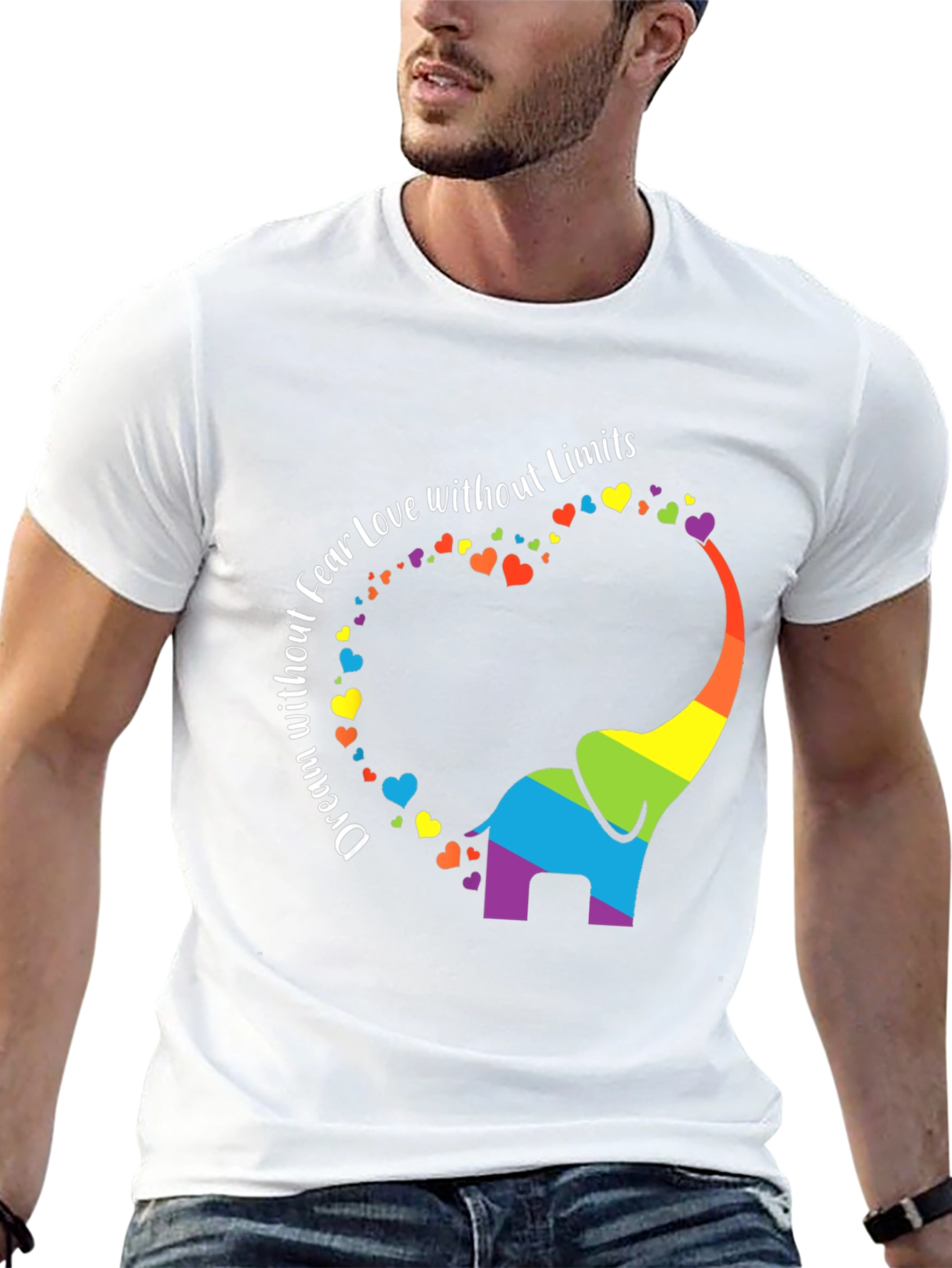 Rainbow Elephant Dream Love Fear Limits Graphic Tee
