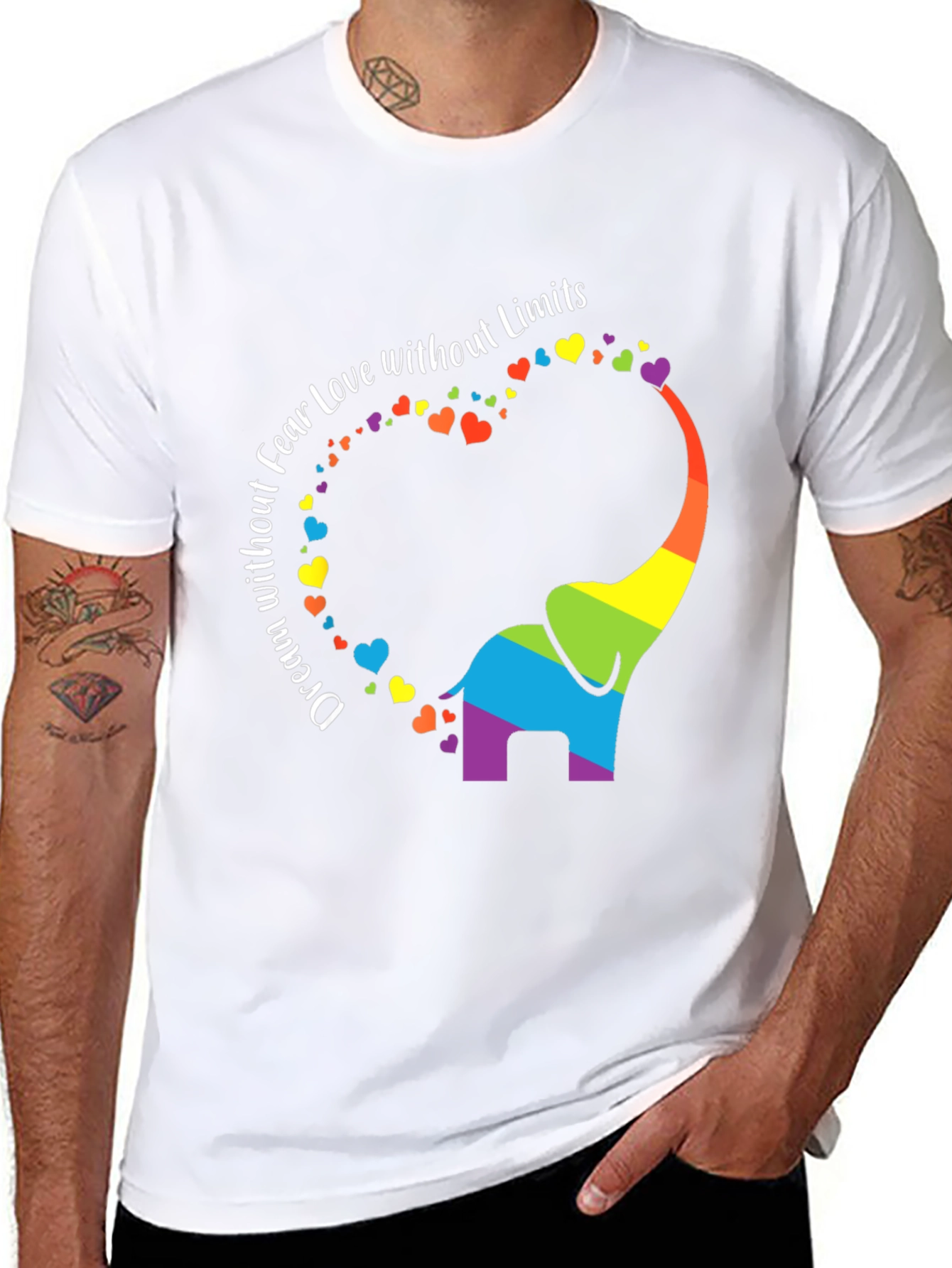 Rainbow Elephant Dream Love Fear Limits Graphic Tee