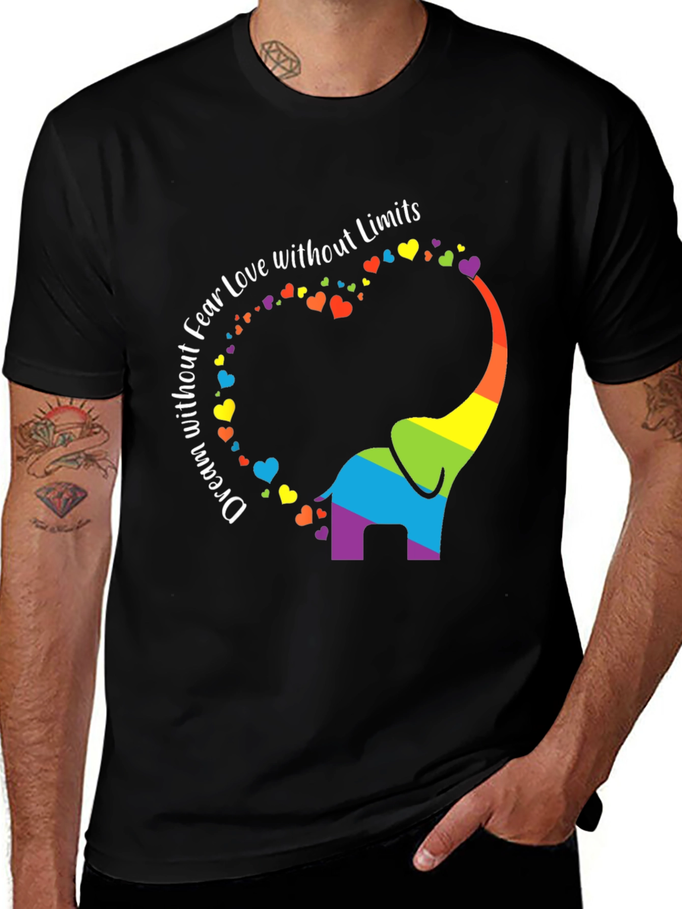 Rainbow Elephant Dream Love Fear Limits Graphic Tee