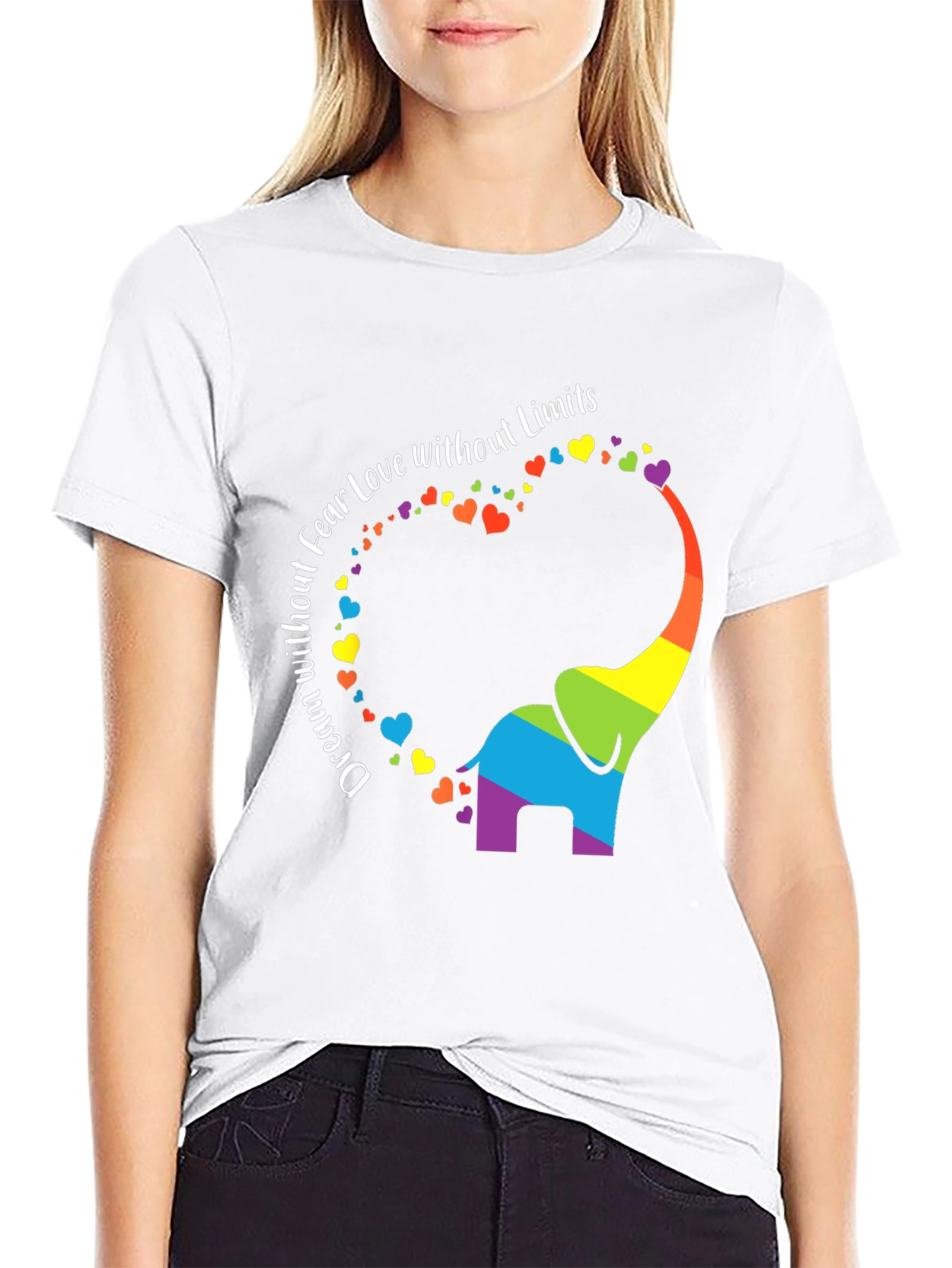Rainbow Elephant Dream Love Fear Limits Graphic Tee