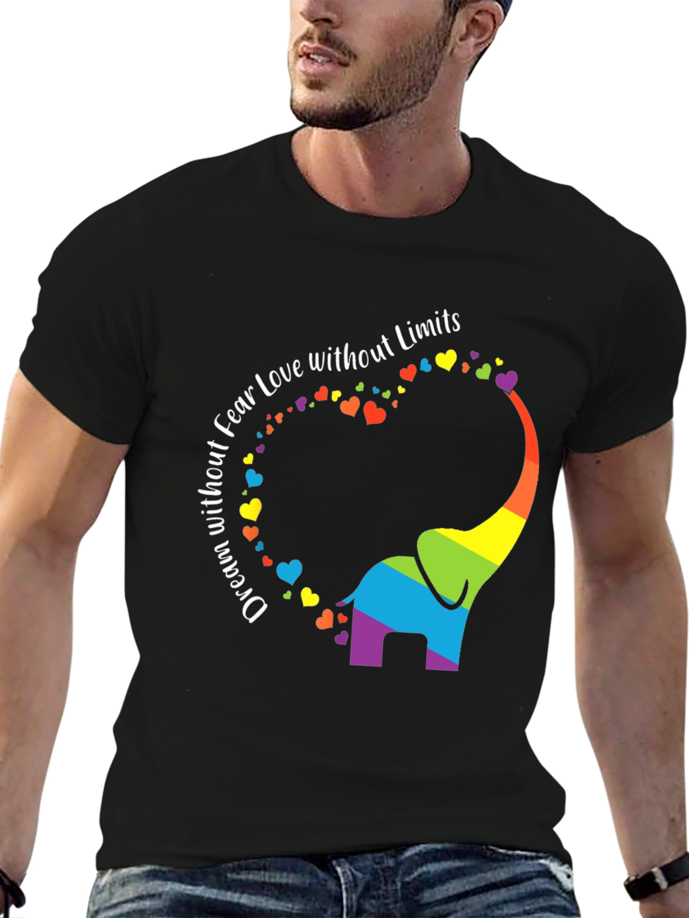 Rainbow Elephant Dream Love Fear Limits Graphic Tee