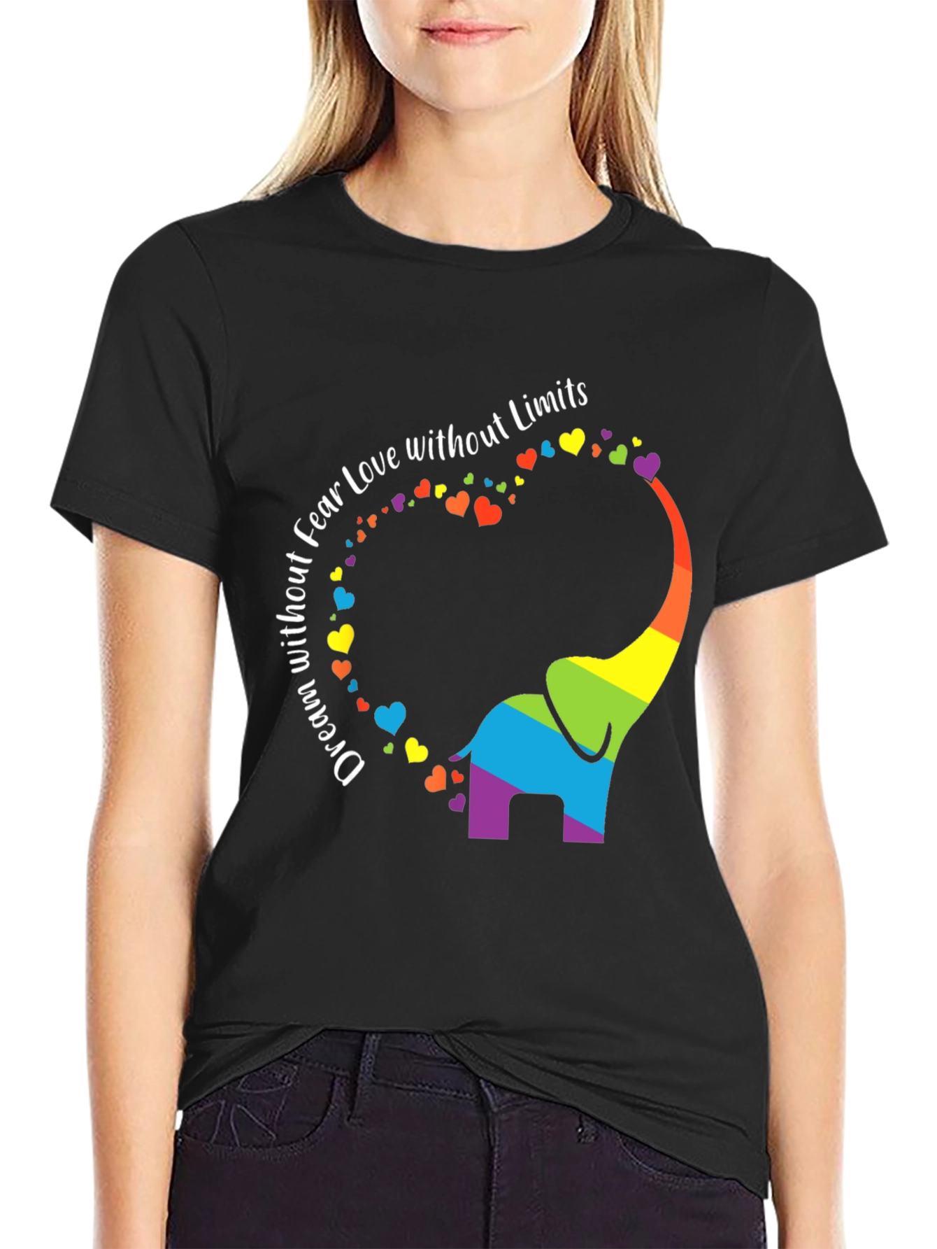 Rainbow Elephant Dream Love Fear Limits Graphic Tee