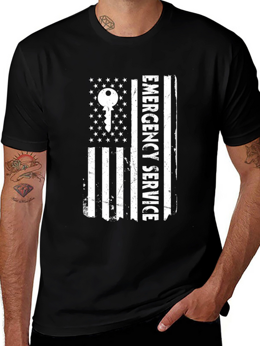 Emergency Service Key American Flag Graphic Tee