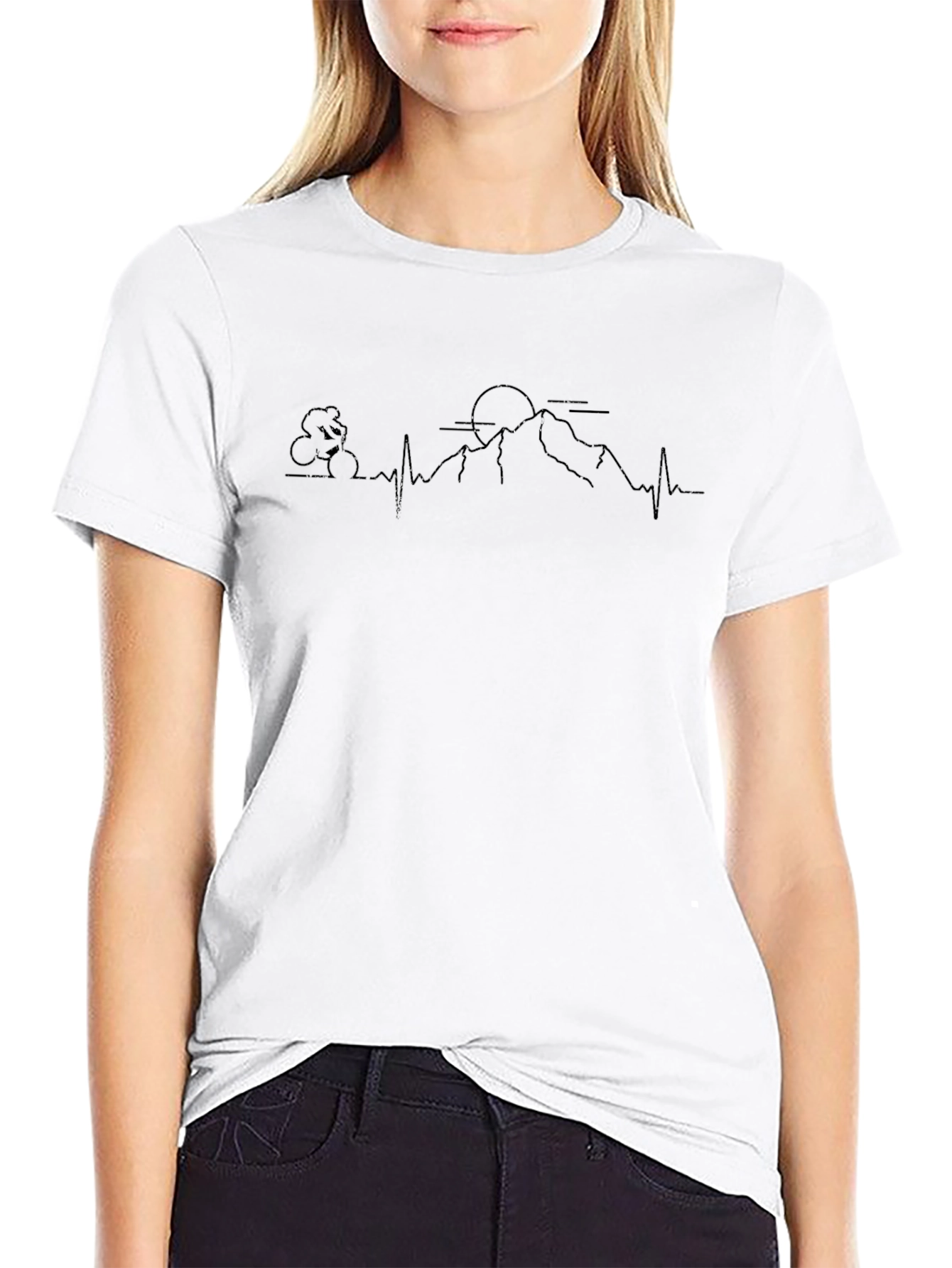 Mountains Heartbeat Black T-Shirt