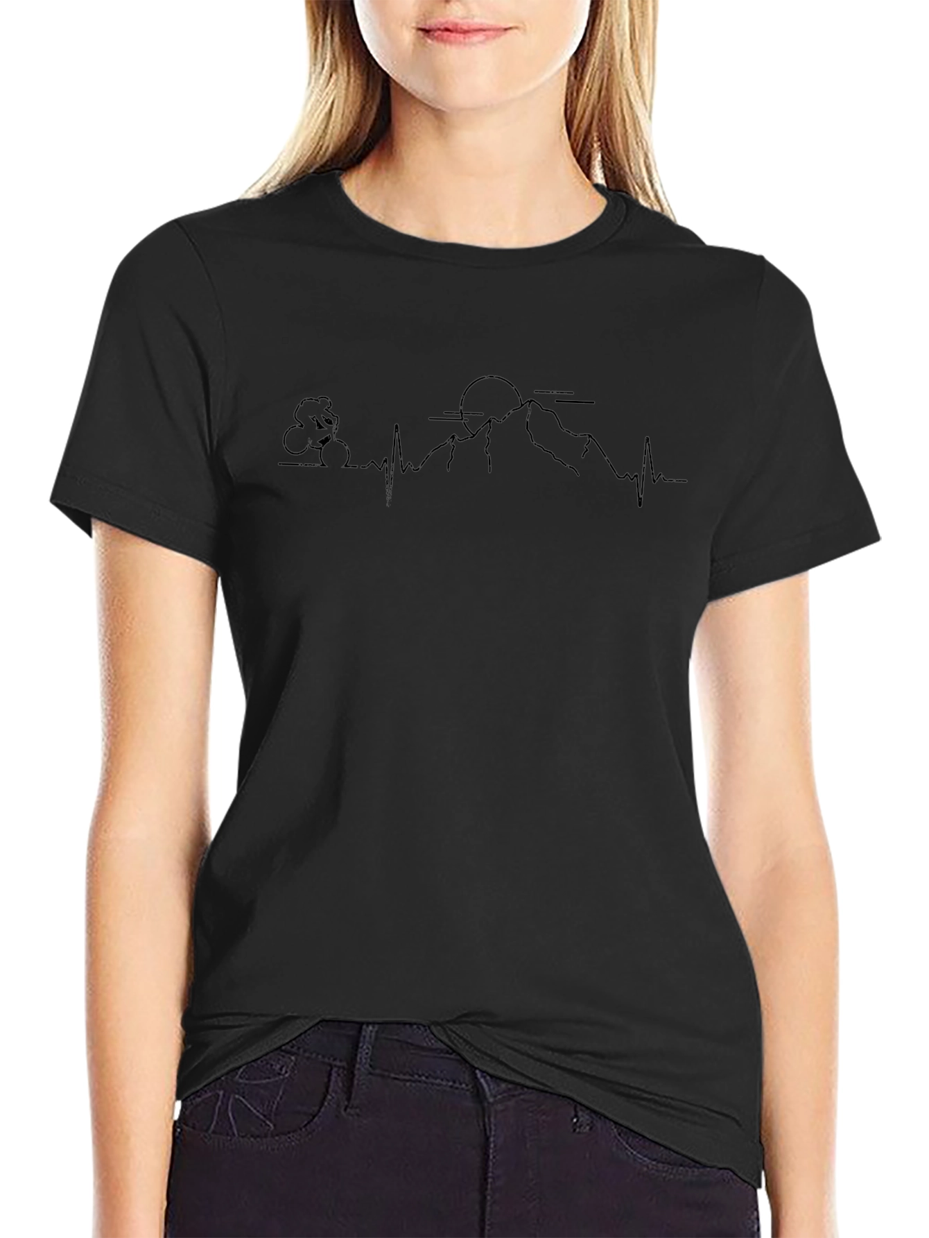 Mountains Heartbeat Black T-Shirt