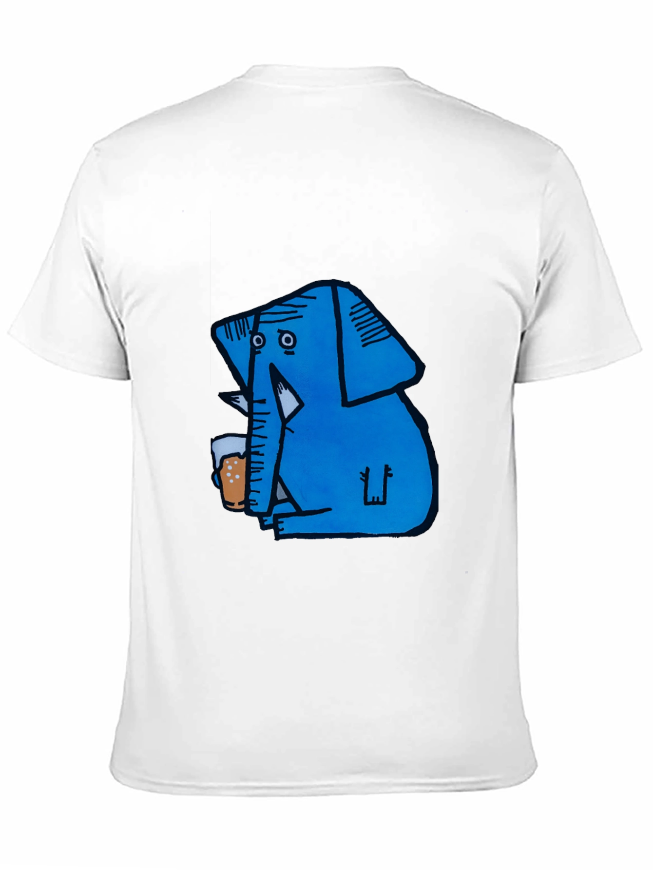Blue Elephant Drinking Beer Graphic T-Shirt