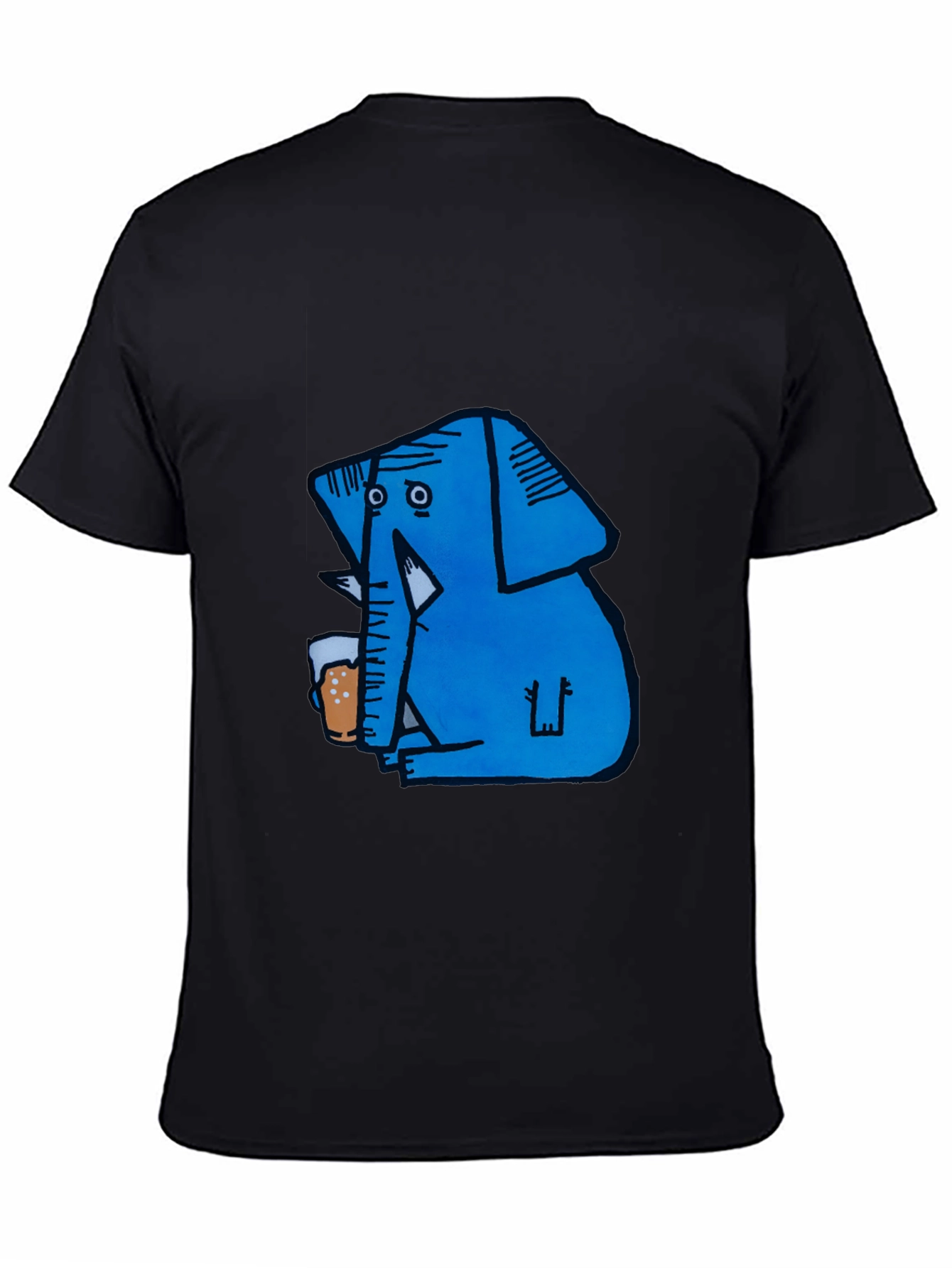Blue Elephant Drinking Beer Graphic T-Shirt