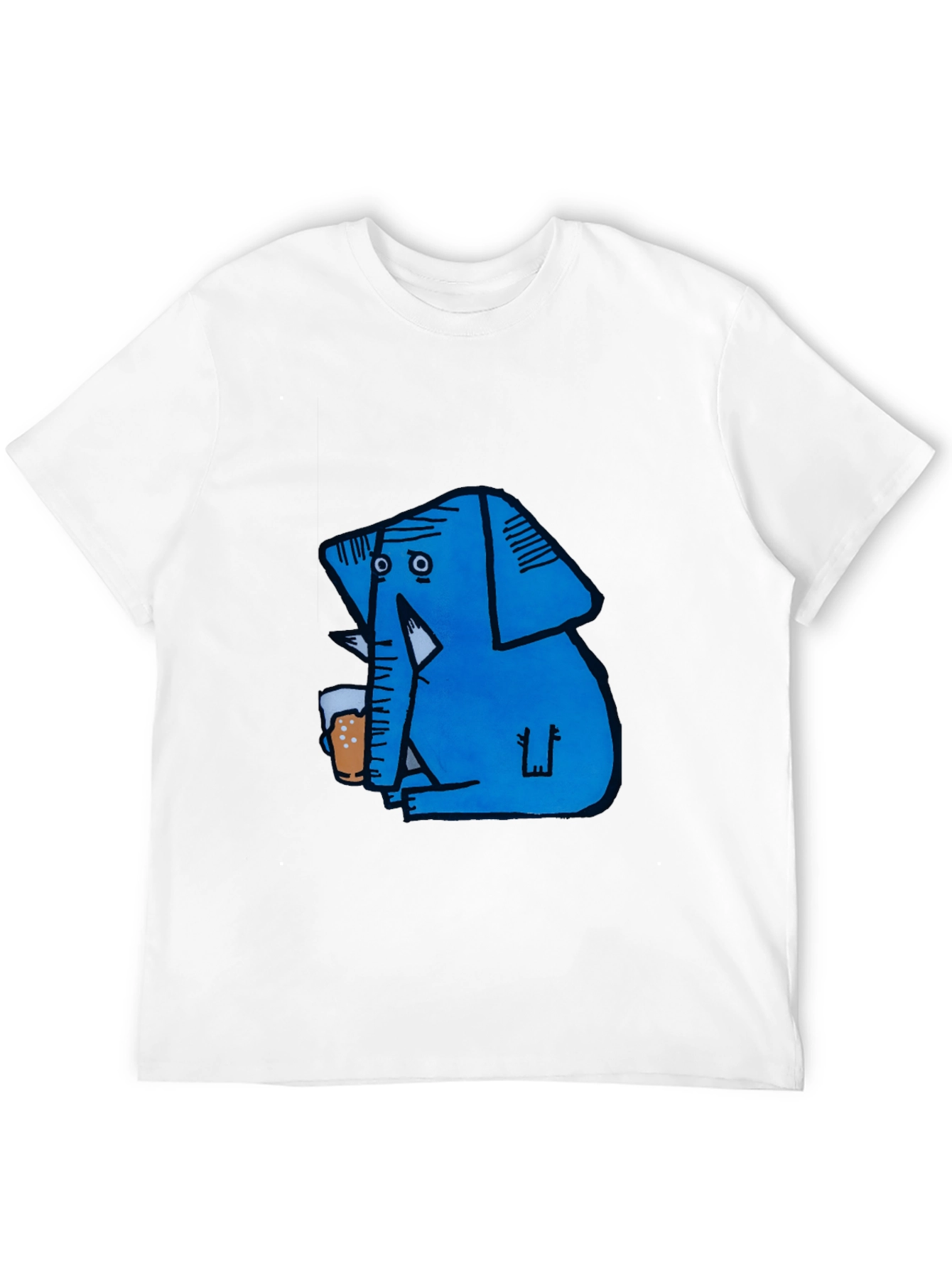 Blue Elephant Drinking Beer Graphic T-Shirt