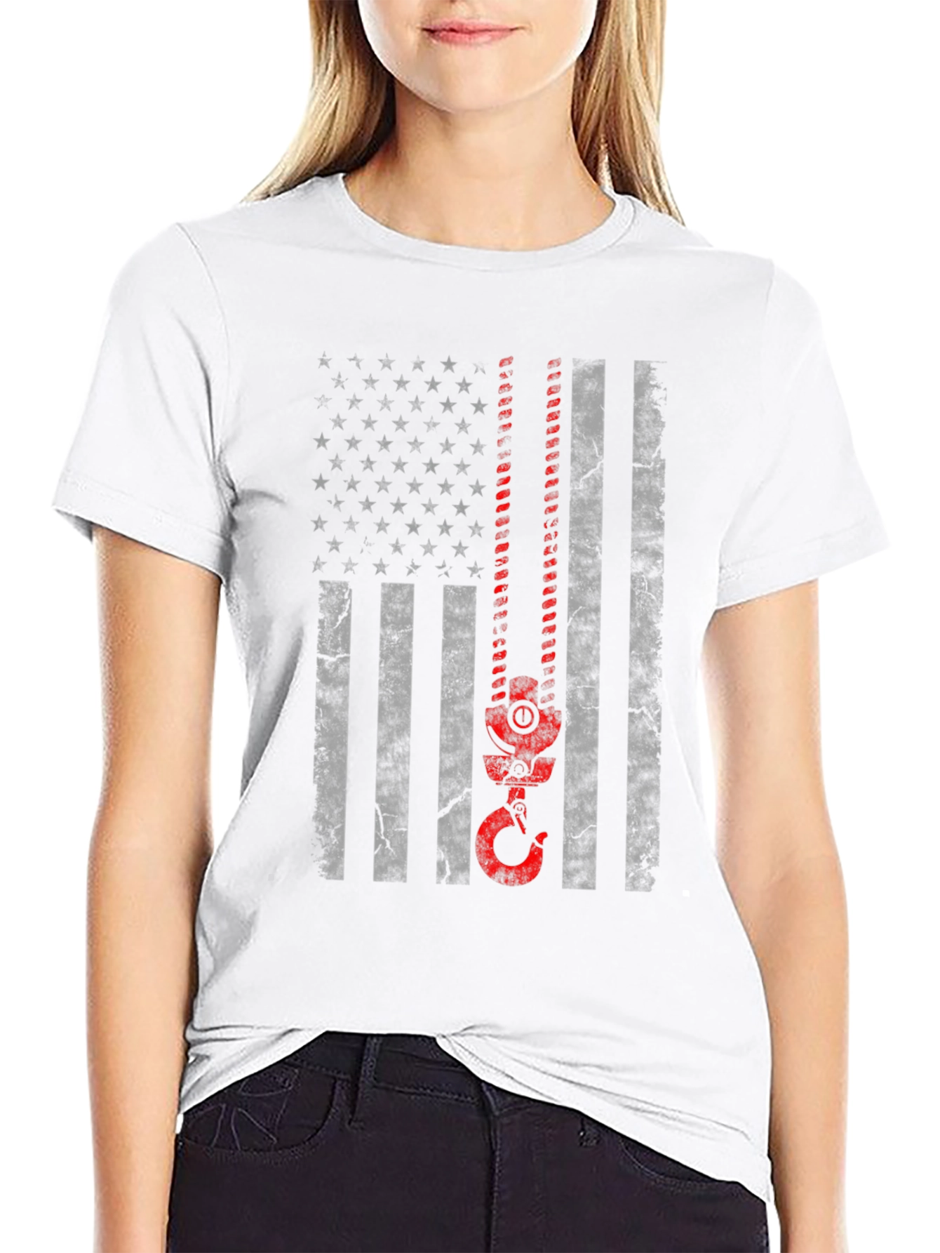 American Flag Crane Operator T-Shirt