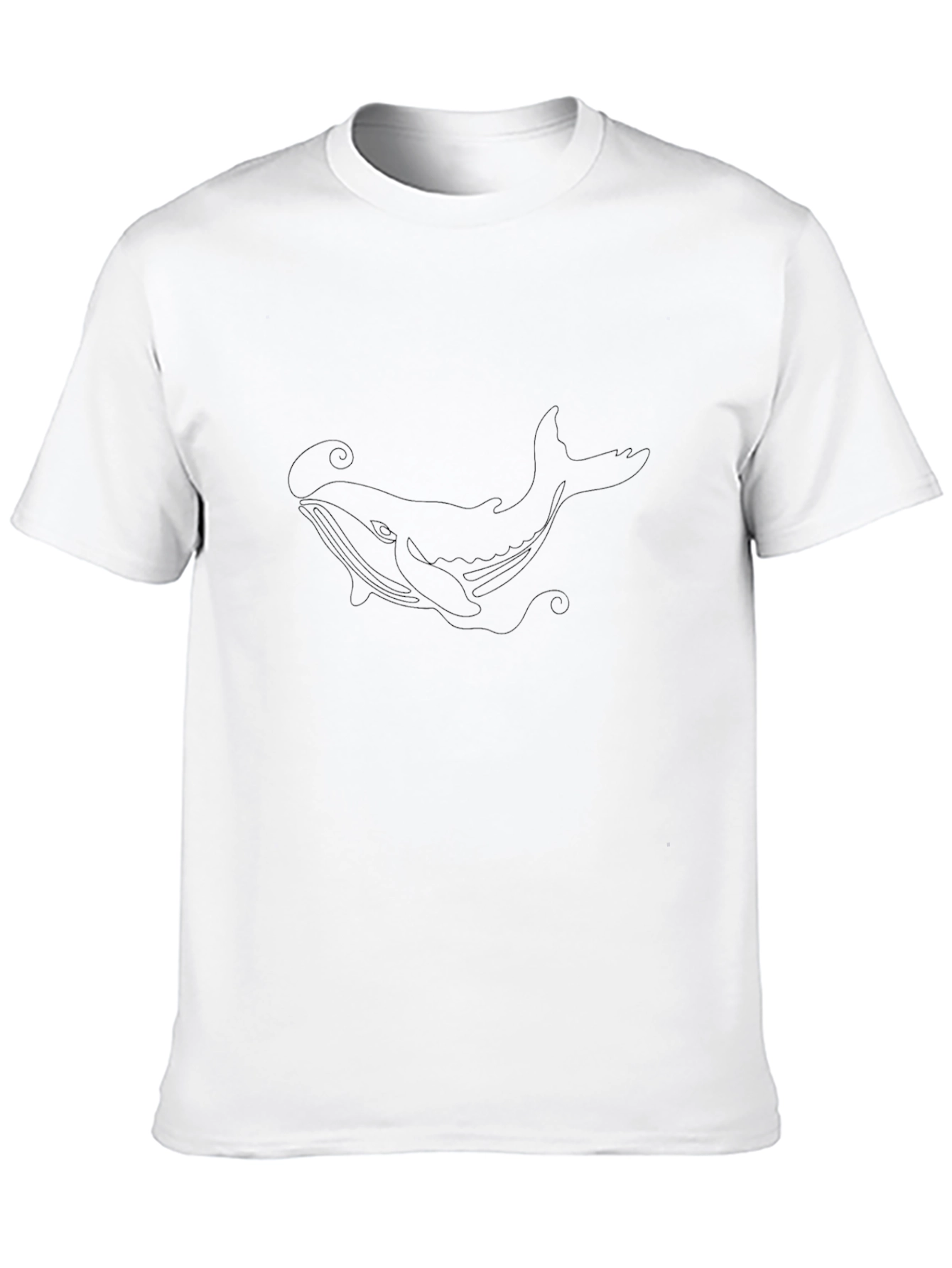 Whale Outline Black Graphic T-Shirt