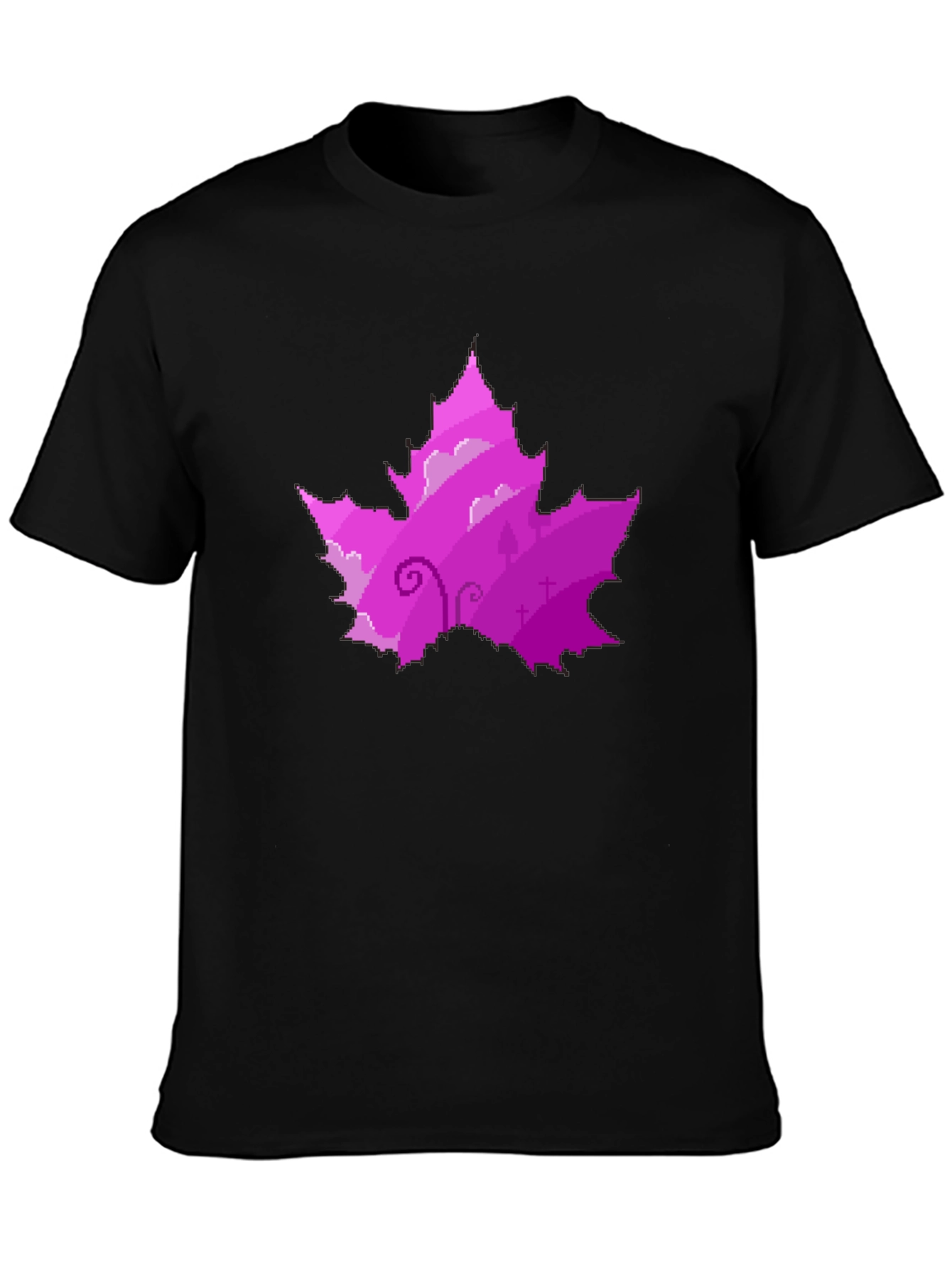 Pixelated Purple Maple Leaf T-Shirt