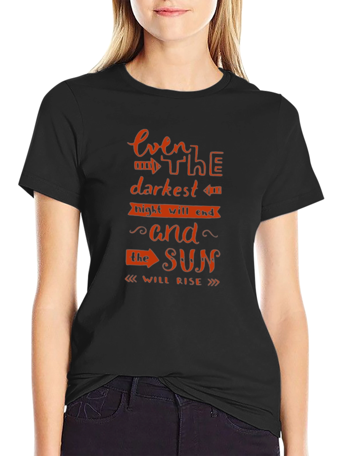 Inspirational Even the Darkest Night Black T-Shirt