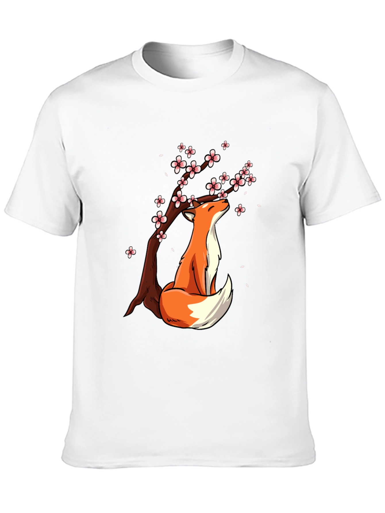 Fox Under Blossoms Graphic Tee - Stylish Casual Wear