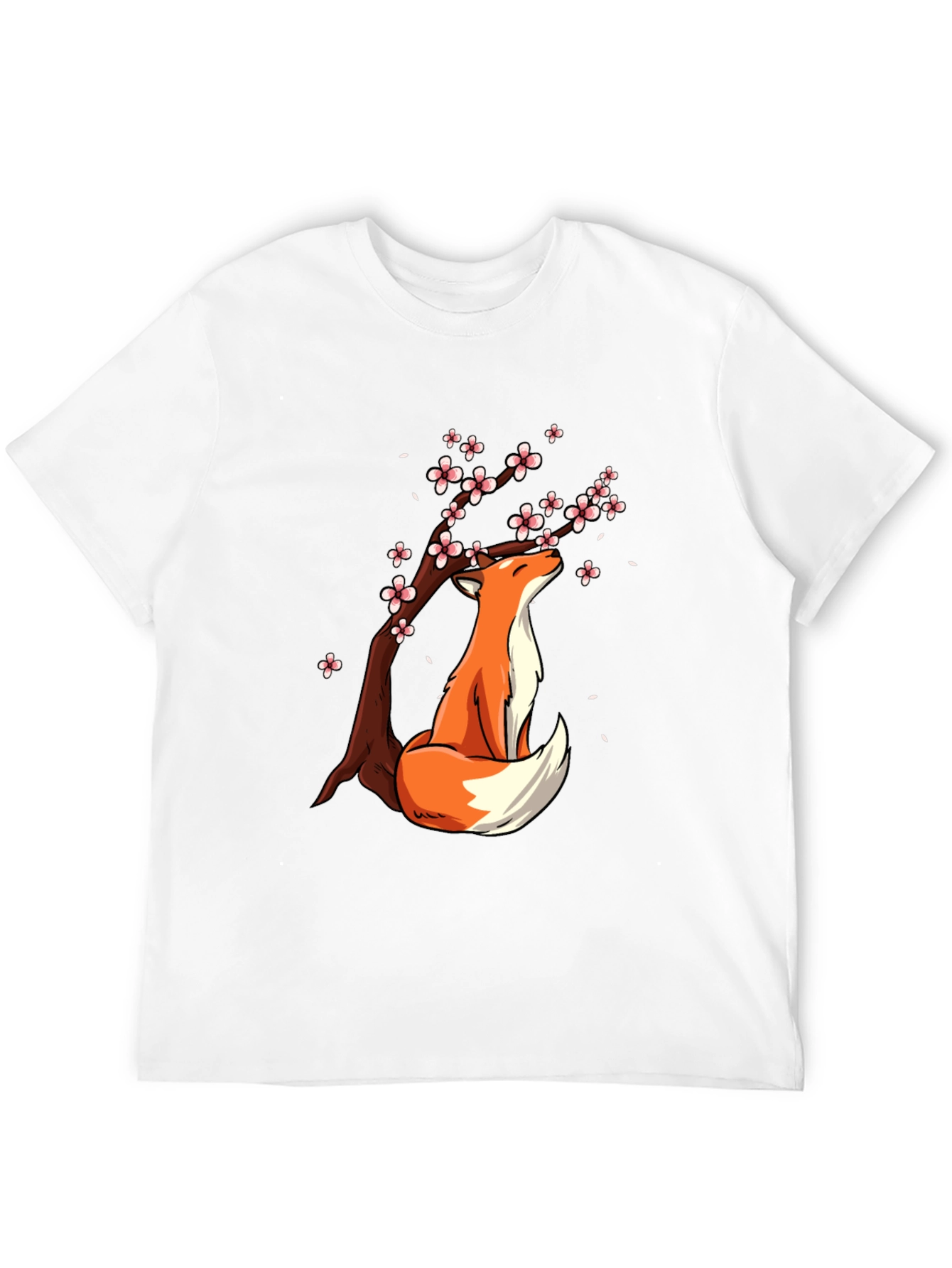 Fox Under Blossoms Graphic Tee - Stylish Casual Wear