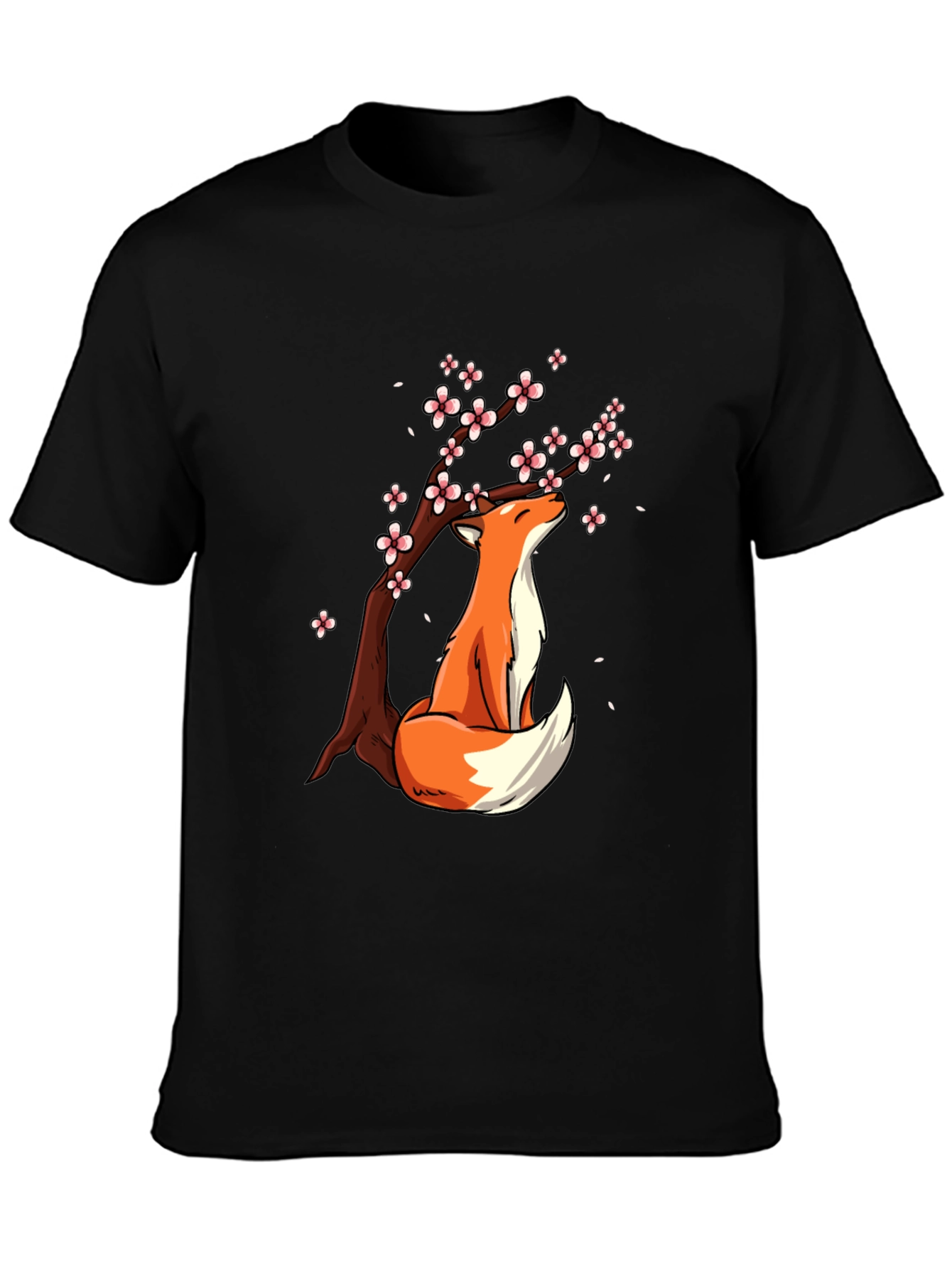 Fox Under Blossoms Graphic Tee - Stylish Casual Wear