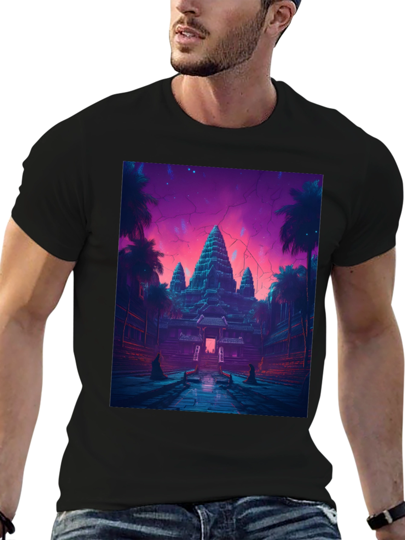 Angkor Wat Graphic T-Shirt - Retro Temple Design