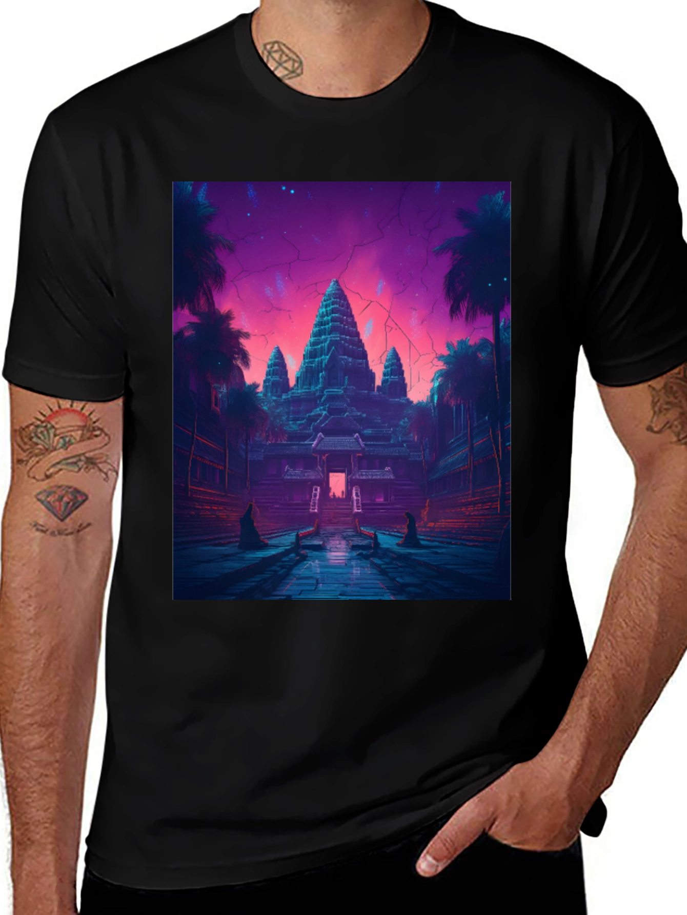 Angkor Wat Graphic T-Shirt - Retro Temple Design