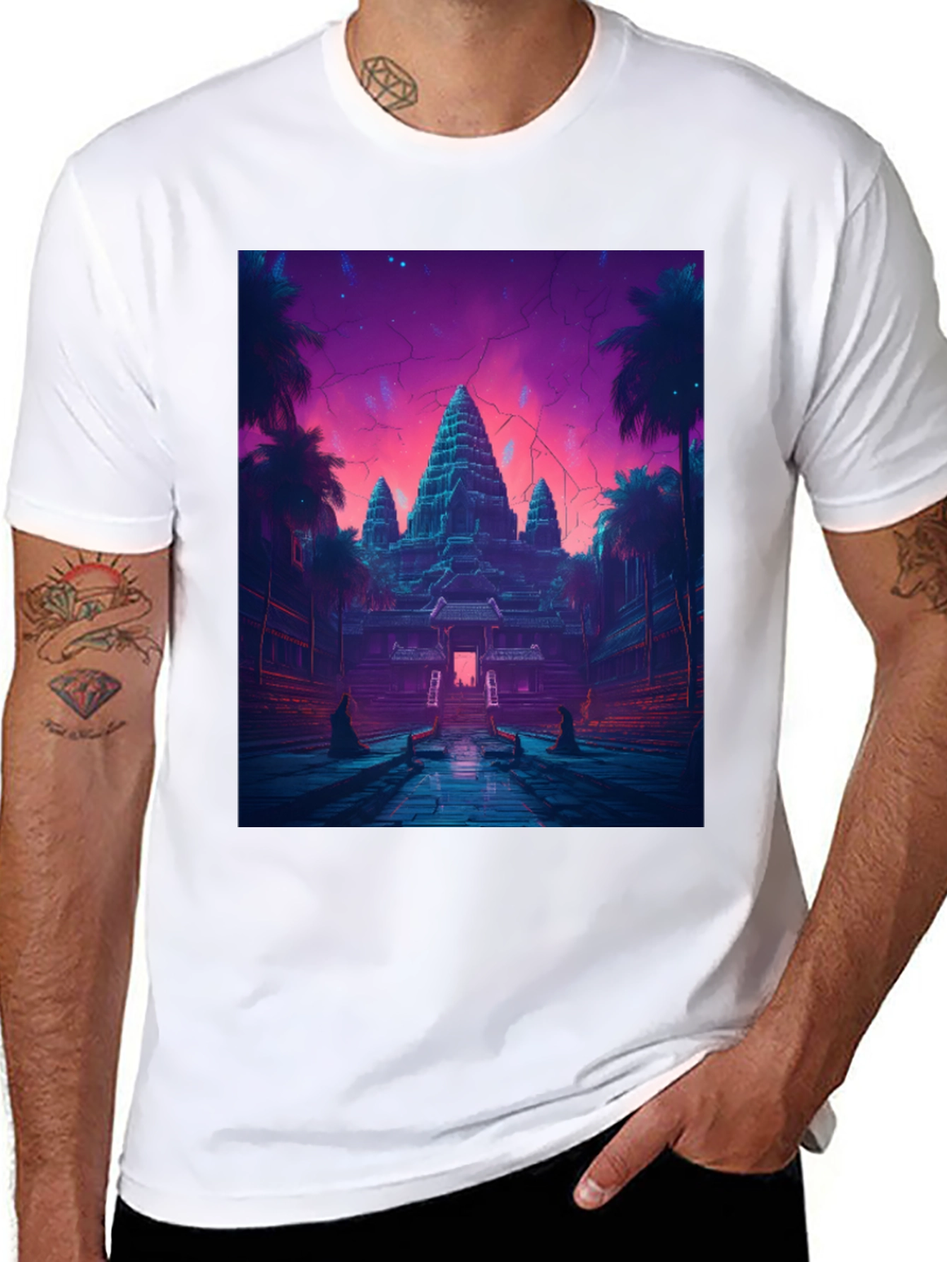 Angkor Wat Graphic T-Shirt - Retro Temple Design