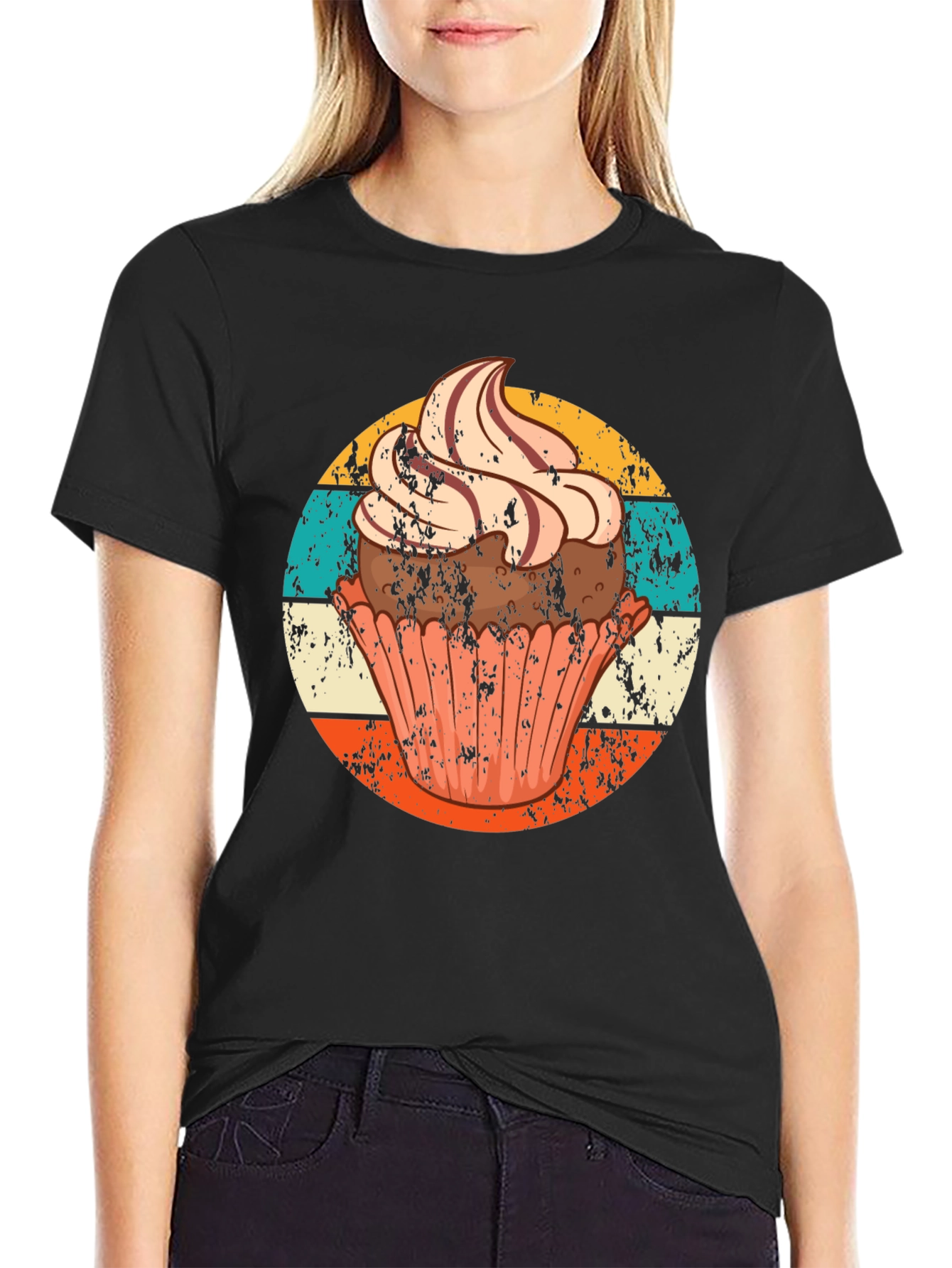 Cupcake Graphic T-Shirt - Retro Style Design