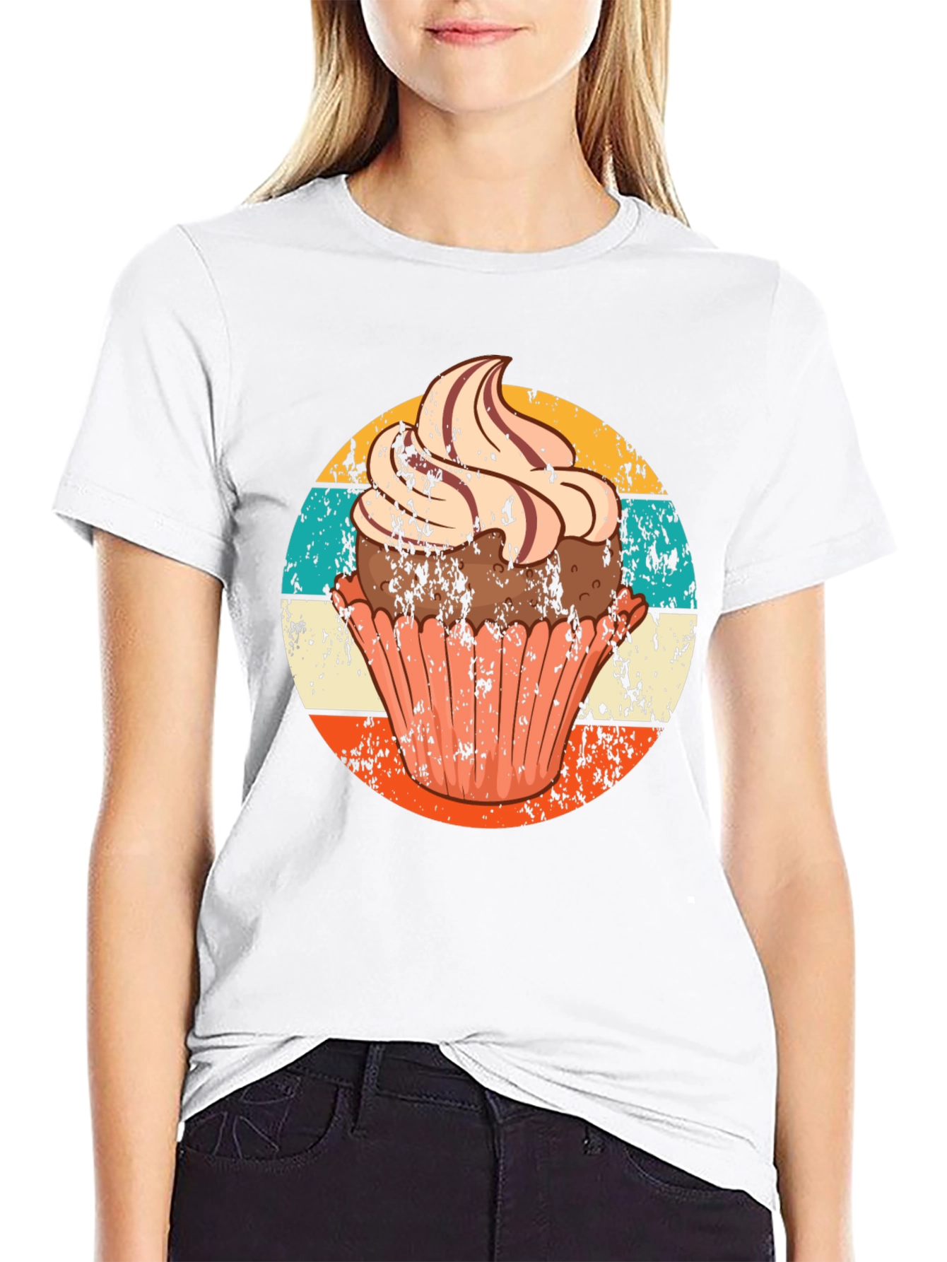 Cupcake Graphic T-Shirt - Retro Style Design