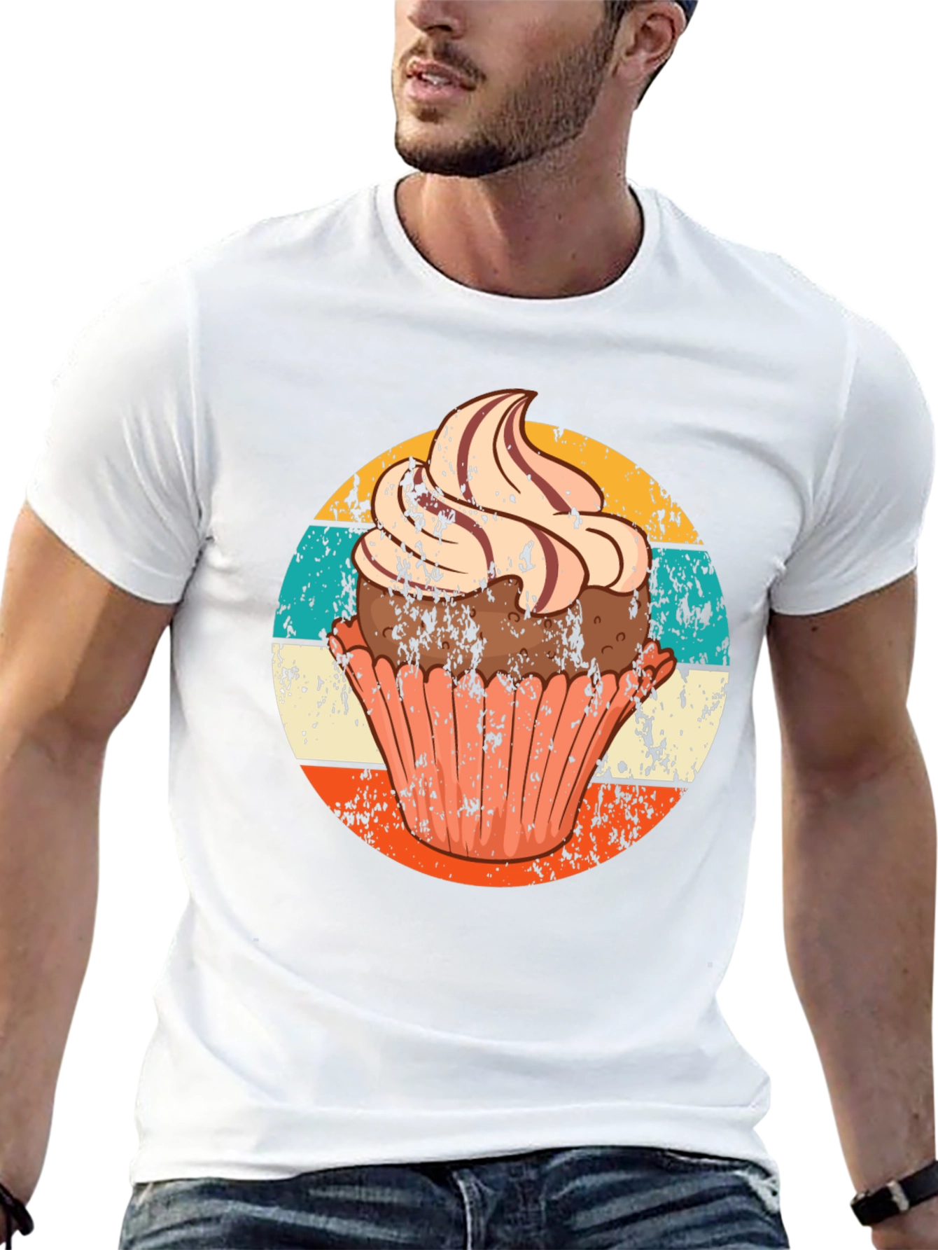 Cupcake Graphic T-Shirt - Retro Style Design