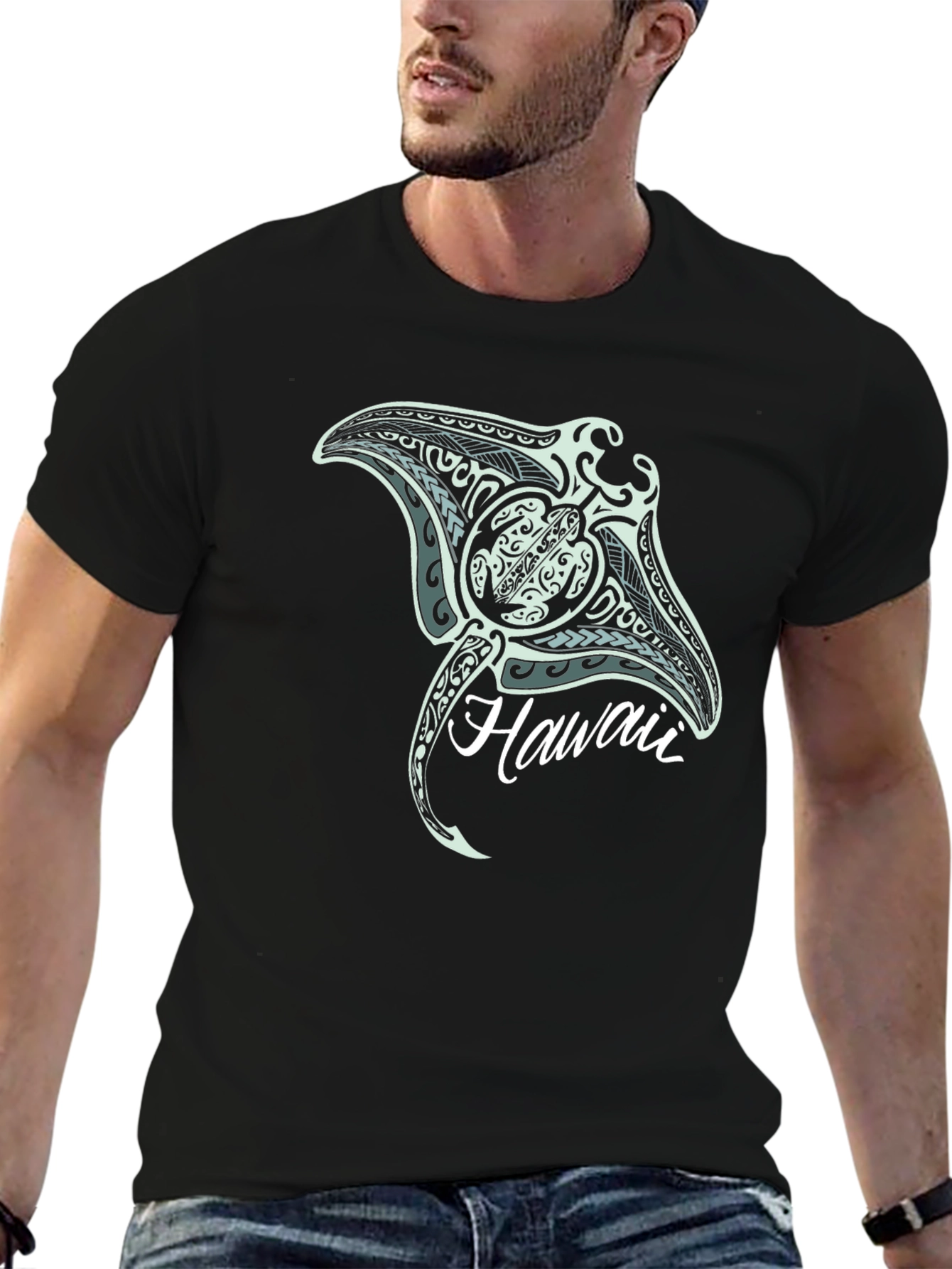 Hawaii Ray Graphic Tee - Black T-Shirt