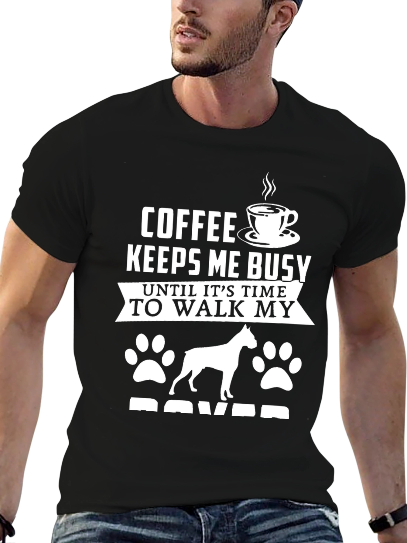 Coffee & Dog Lover T-Shirt: Walk My Boxer