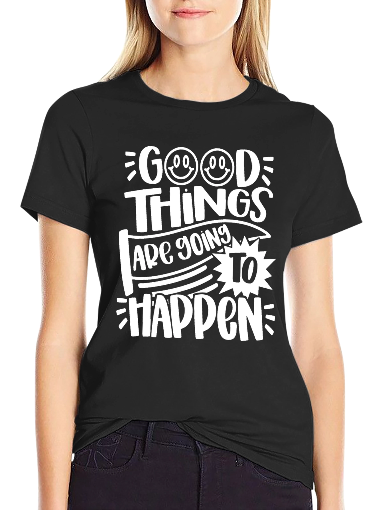 Good Things Happen Graphic Tee - Black