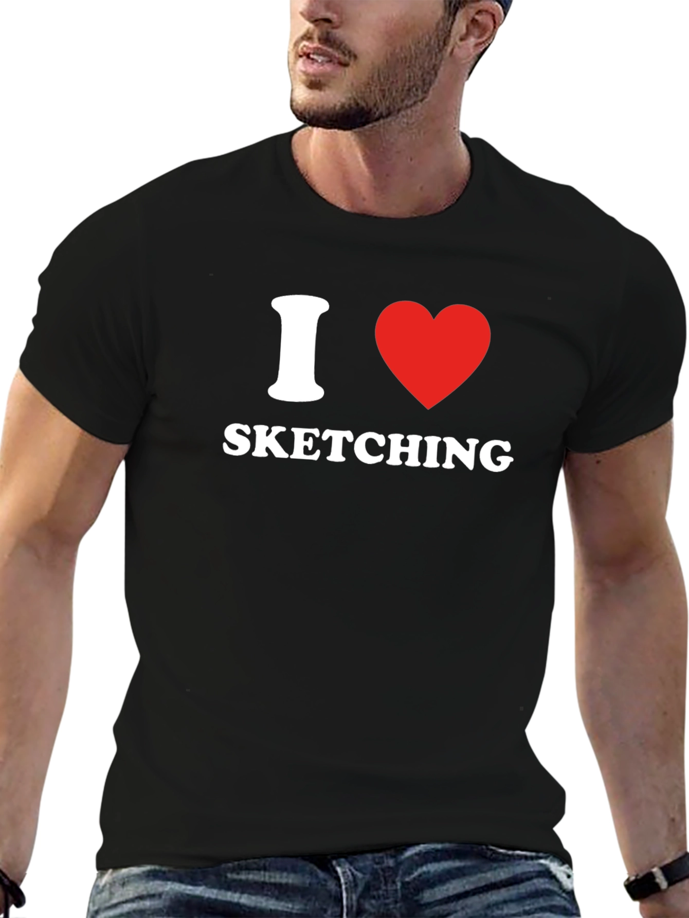 I Heart Sketching Graphic Tee - Stylish Black T-Shirt