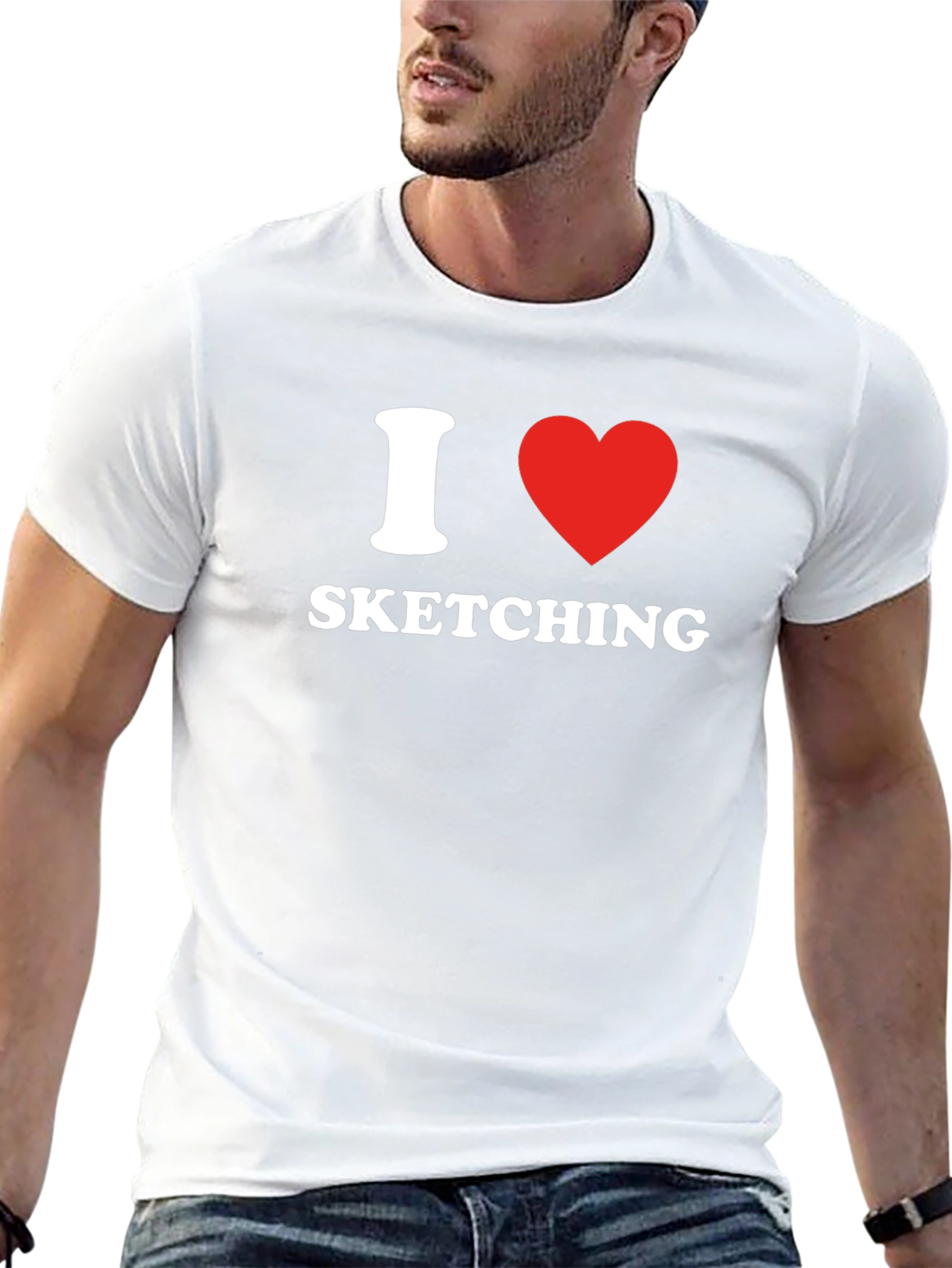 I Heart Sketching Graphic Tee - Stylish Black T-Shirt