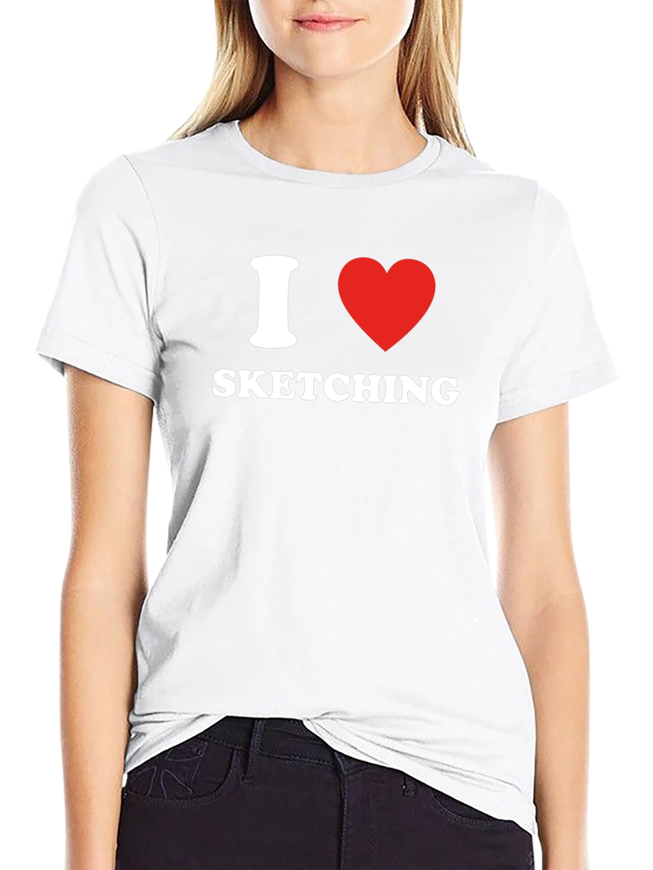I Heart Sketching Graphic Tee - Stylish Black T-Shirt