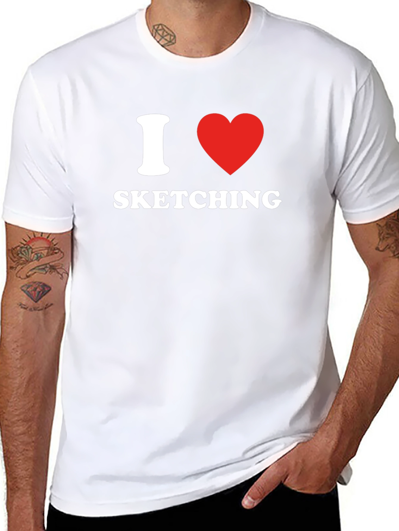 I Heart Sketching Graphic Tee - Stylish Black T-Shirt