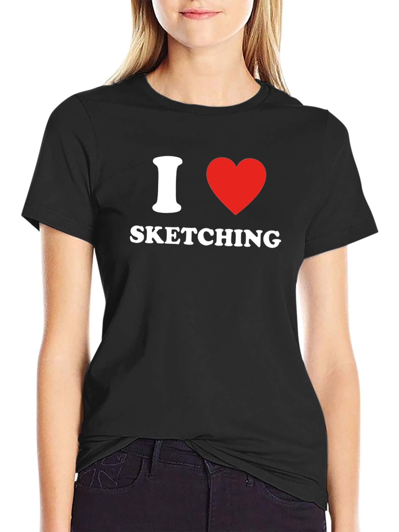 I Heart Sketching Graphic Tee - Stylish Black T-Shirt